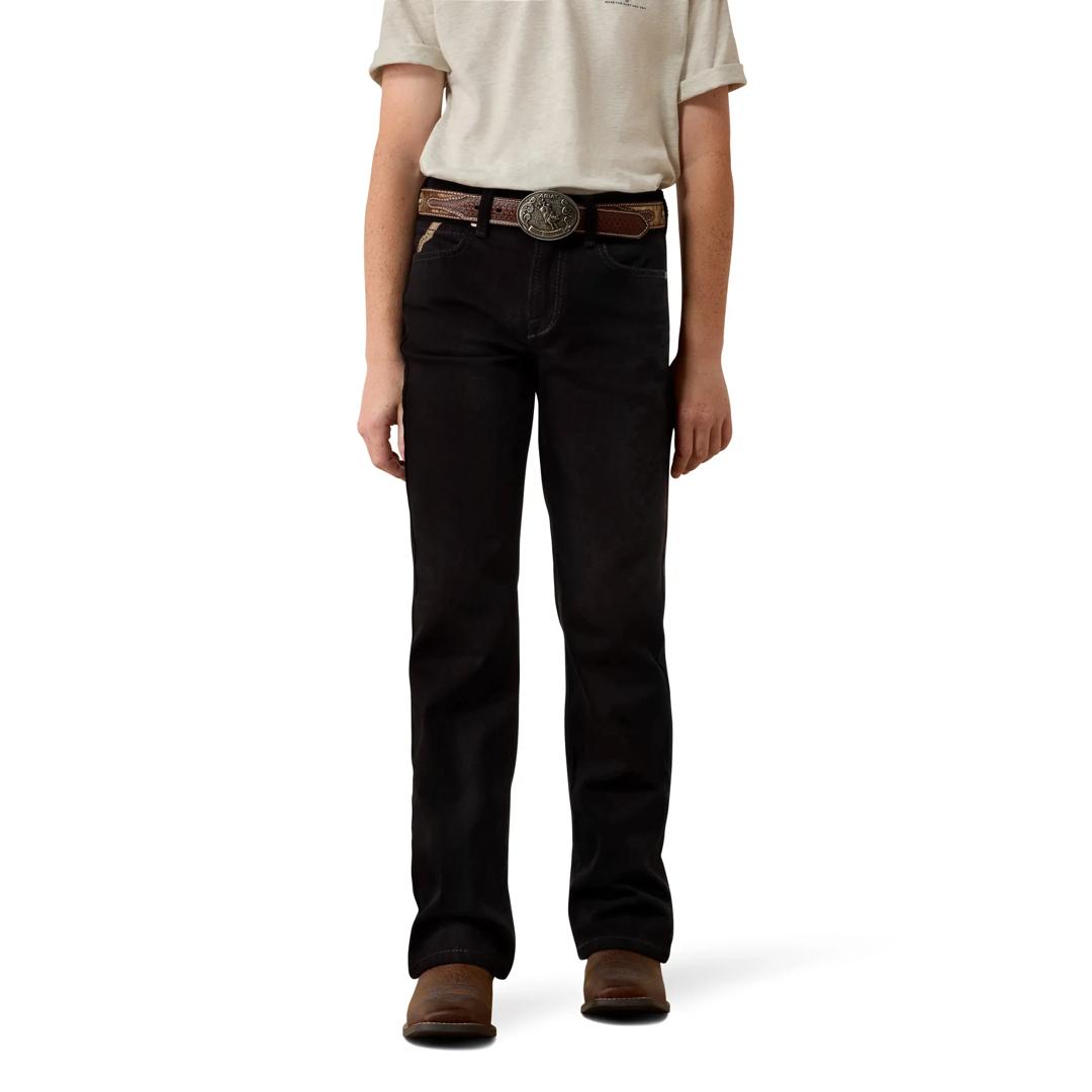 Ariat Youth Boy's B4 Relaxed Hansen Black Boot Cut Jeans 10082243 front