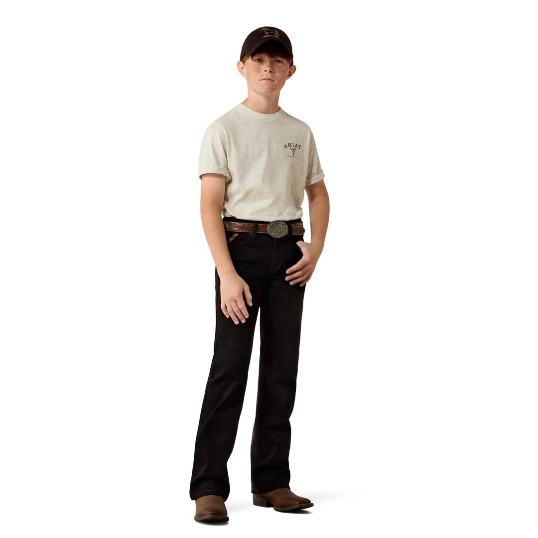Ariat Youth Boy's B4 Relaxed Hansen Black Boot Cut Jeans 10082243 full