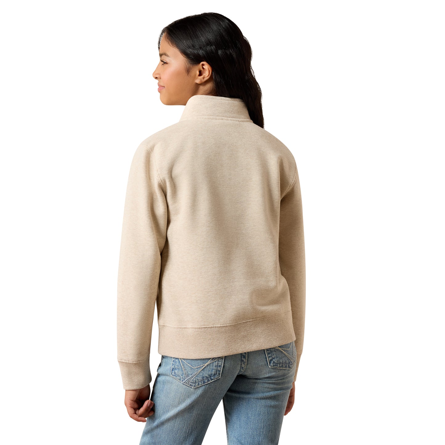 Ariat Youth Girl's Running Wild Oatmeal Heather 1/4 Zip Sweatshirt 10079247