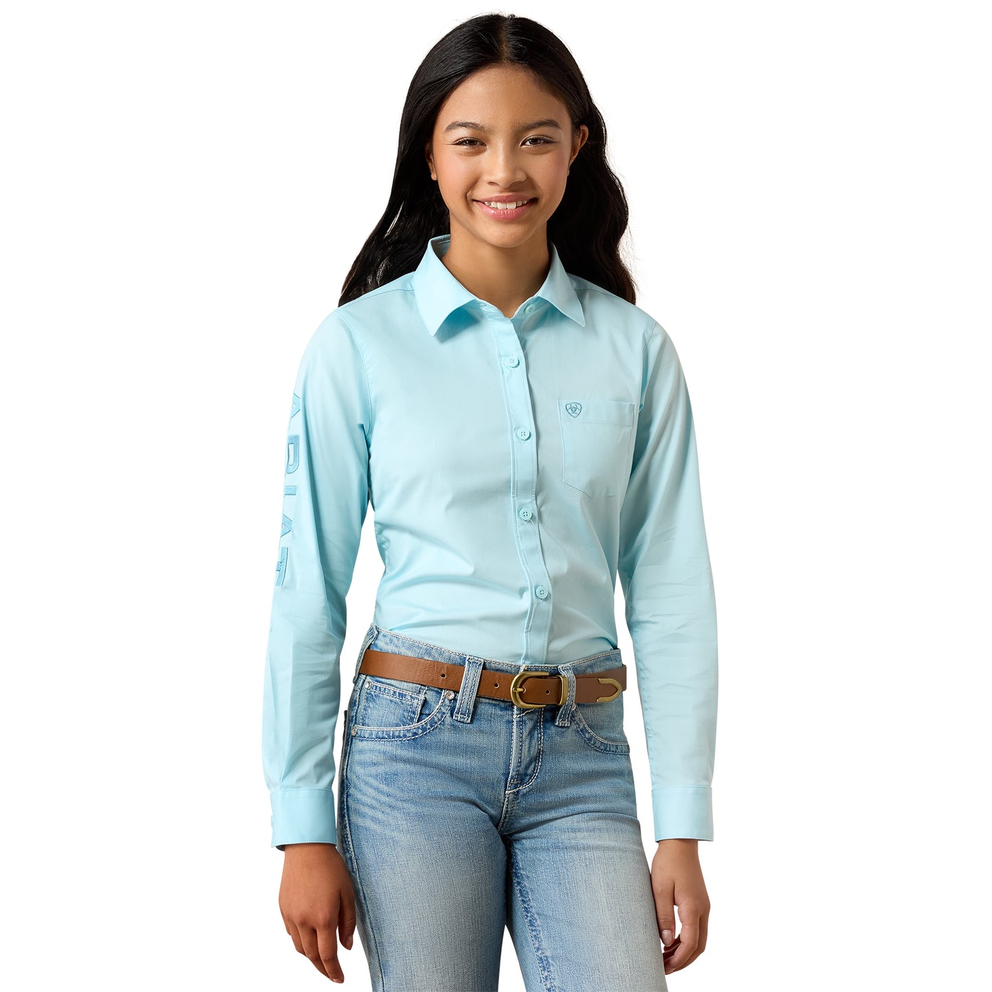 Ariat Youth Girl's Kirby Saltwater Henna Striped Button Down Shirt 10079439