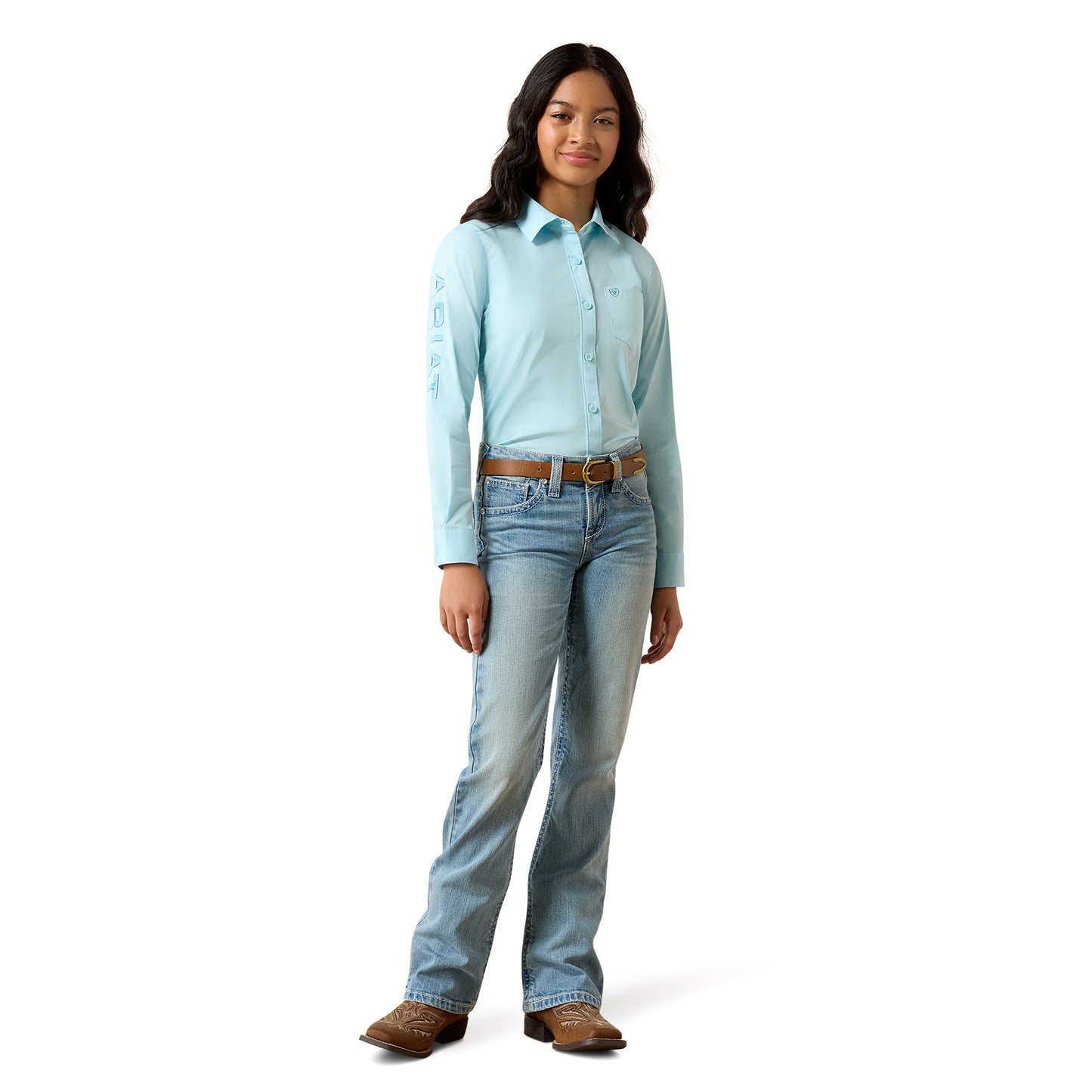 Ariat Youth Girl's Kirby Saltwater Henna Striped Button Down Shirt 10079439