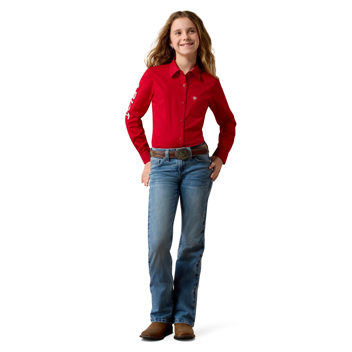 Ariat Youth Girl's Team Kirby Savvy Red Shirt 10079476