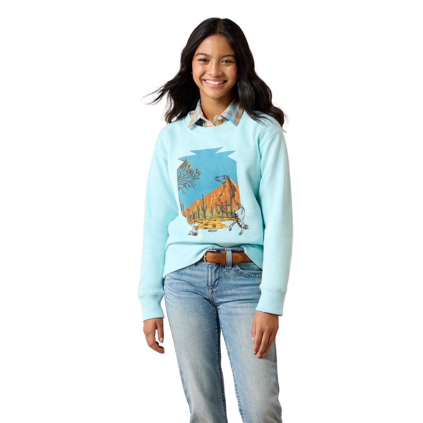 Ariat Youth Girl's Stallion Aquaesque Crew Sweatshirt 10079545