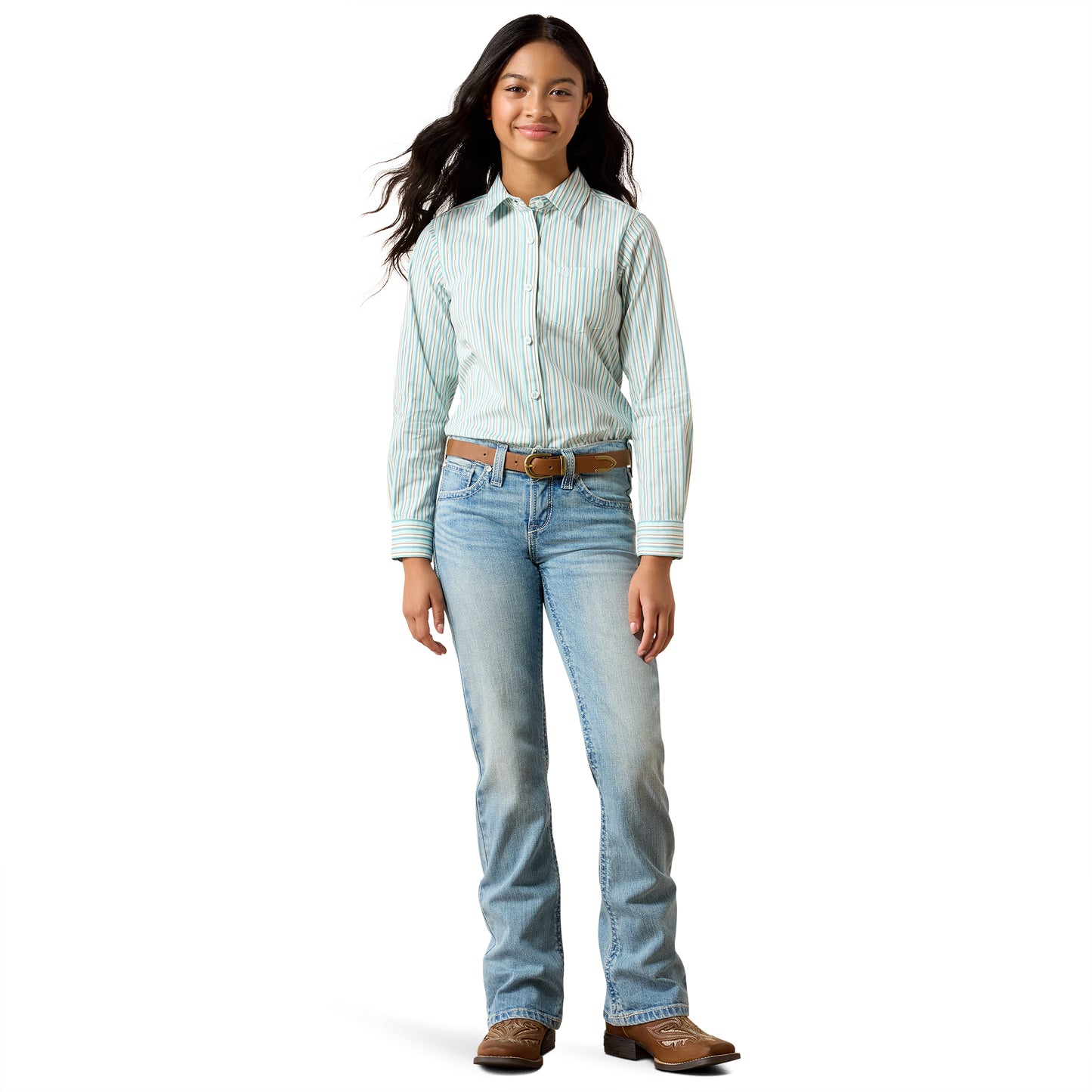 Ariat Youth Girl's Team Kirby Aquaesque Shirt 10079546