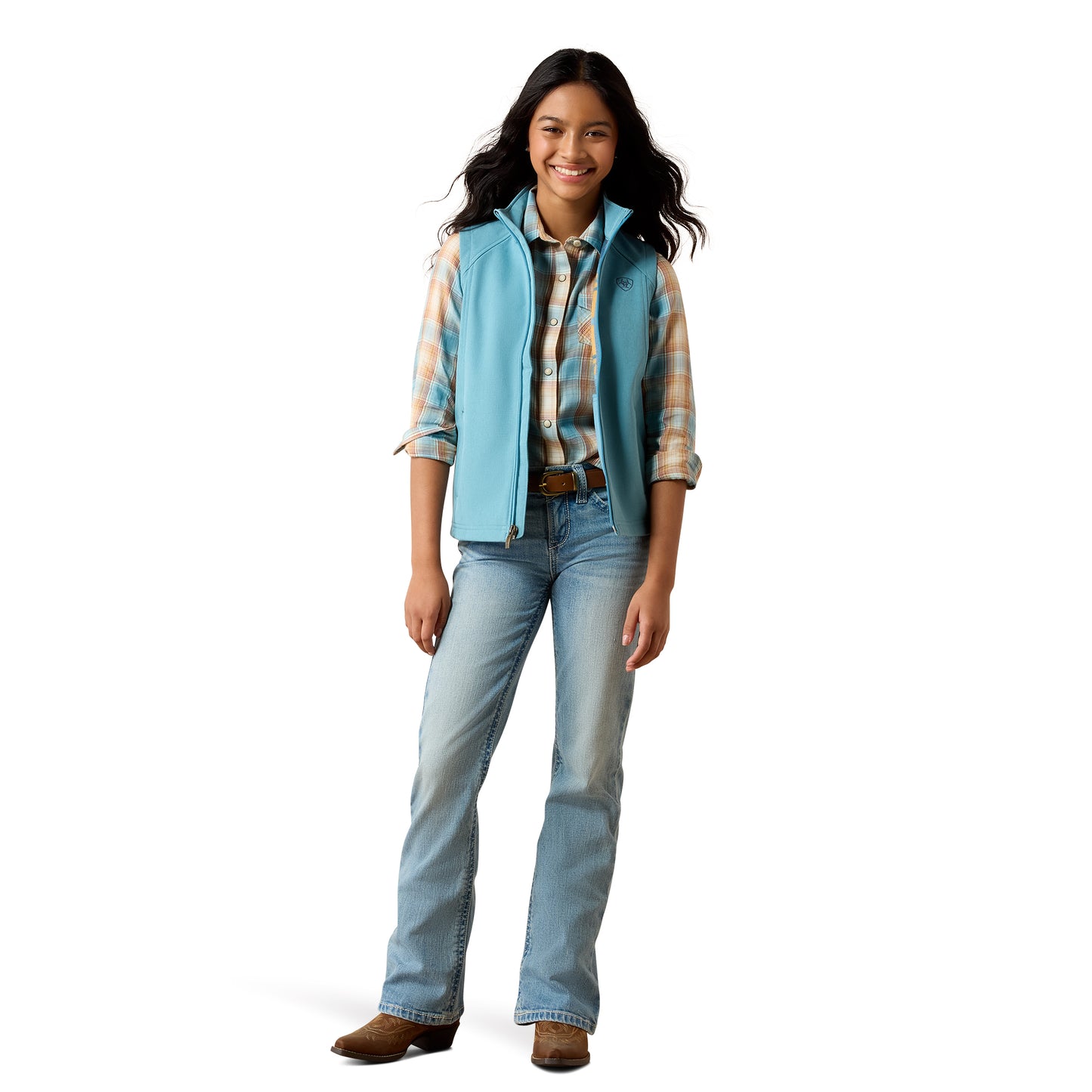 Ariat Youth Girl's Logo Softshell Adriatic Blue Vest 10079562