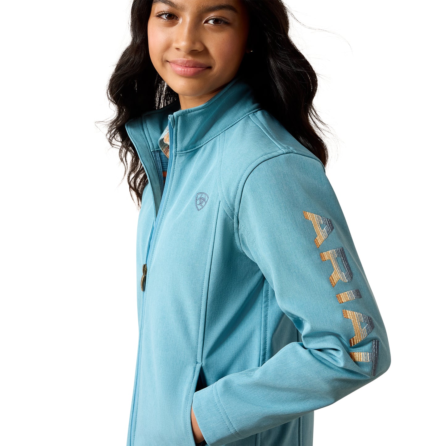 Ariat Youth Girl's Logo Adriatic Blue Softshell Jacket 10079563