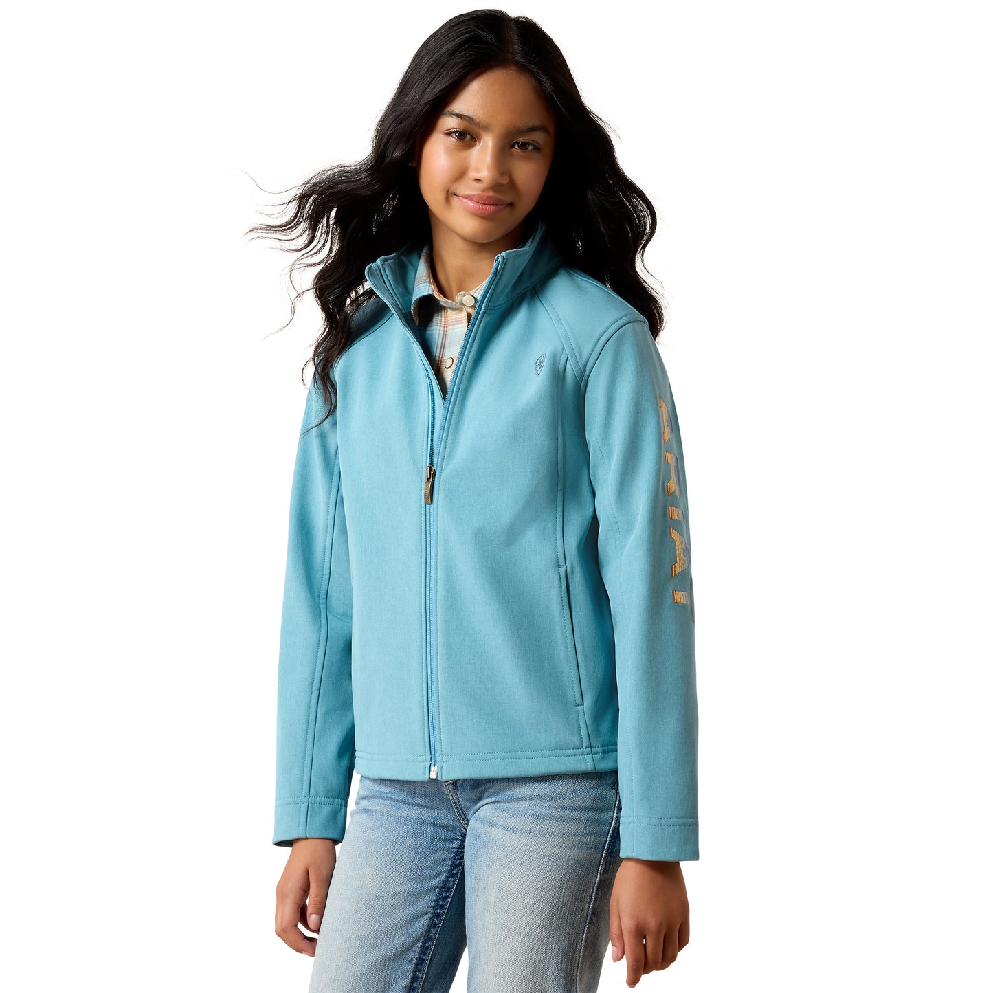 Ariat Youth Girl's Logo Adriatic Blue Softshell Jacket 10079563