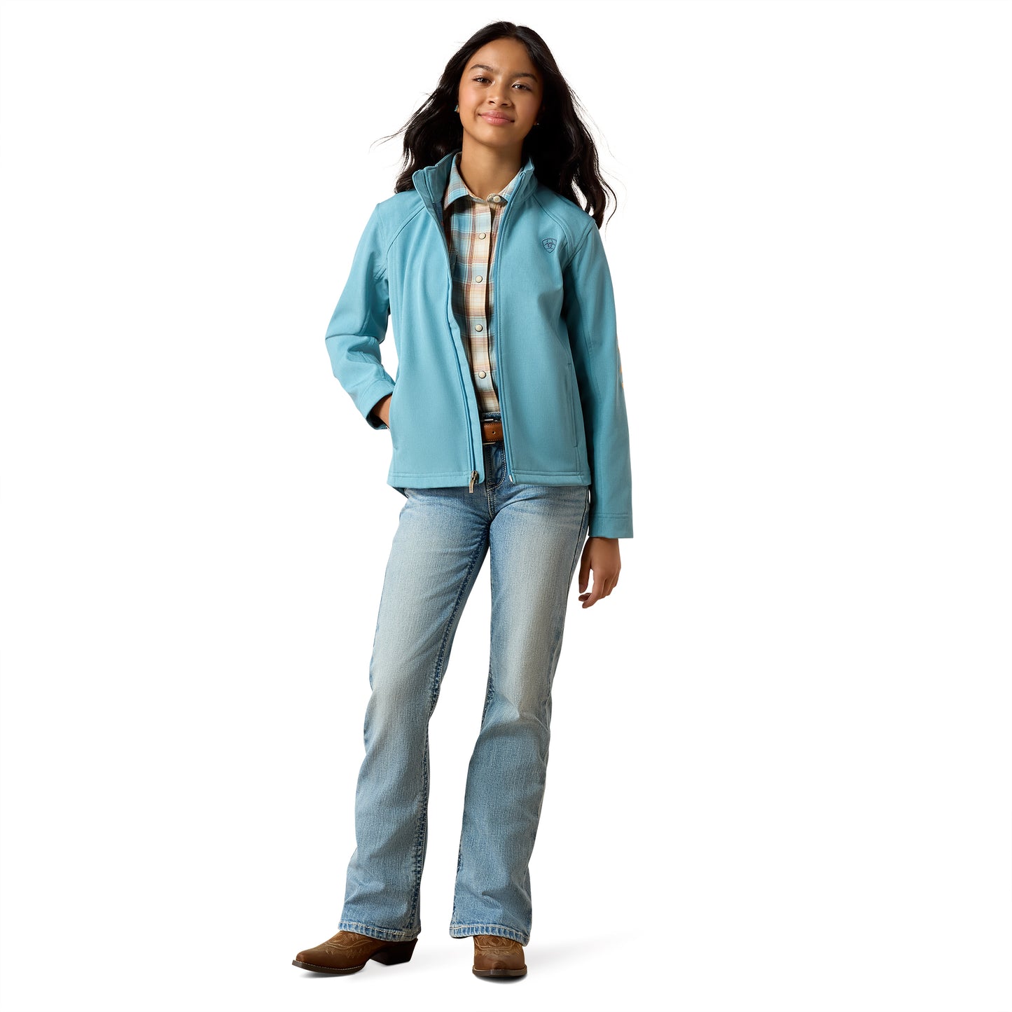 Ariat Youth Girl's Logo Adriatic Blue Softshell Jacket 10079563