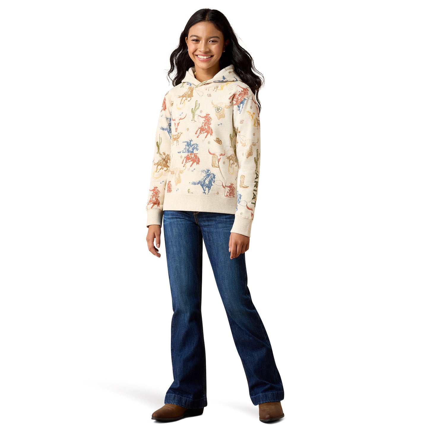 Ariat Youth Girl's Ranch Tale Desert Run Toile Hoodie 10079596