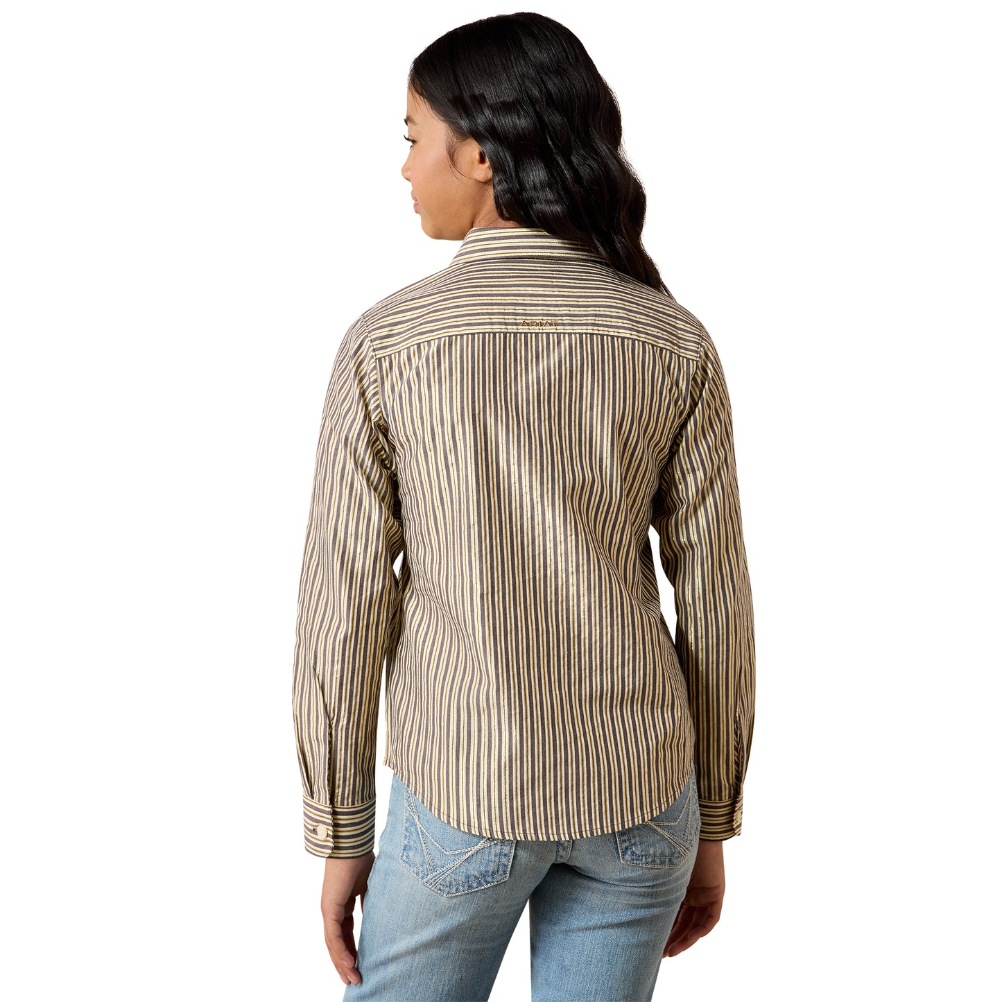 Ariat Youth Girl's Kirby Chocolate Plum Striped Button Down Shirt 10079666