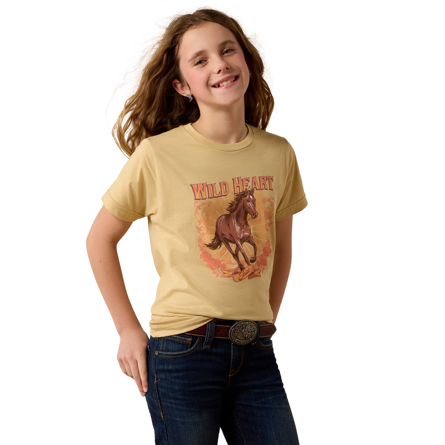 Ariat Youth Girl's Wild Heart Latte Brown T-Shirt 10082174