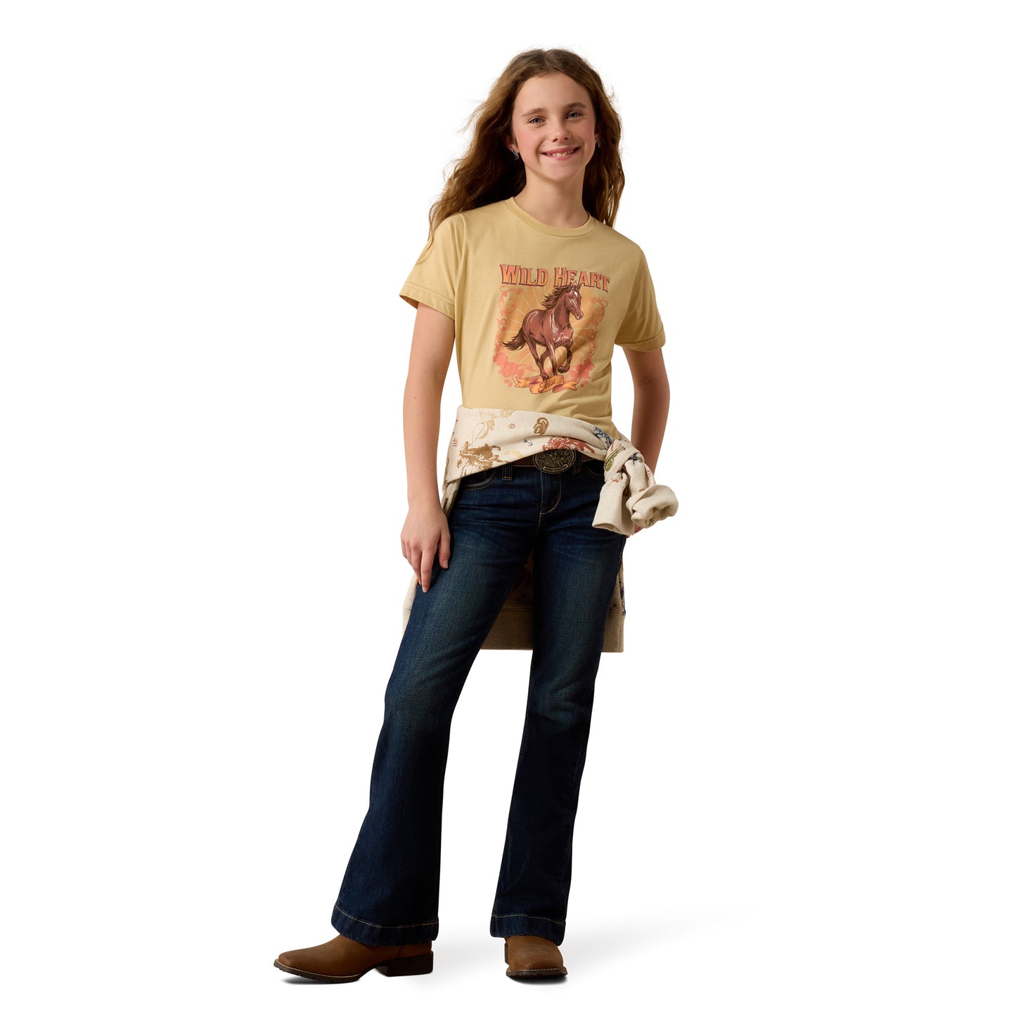 Ariat Youth Girl's Wild Heart Latte Brown T-Shirt 10082174