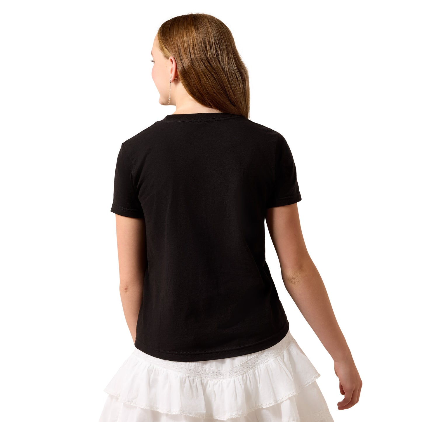 Ariat Youth Girl's Rowdy Cow Skull Black T-Shirt 10083099
