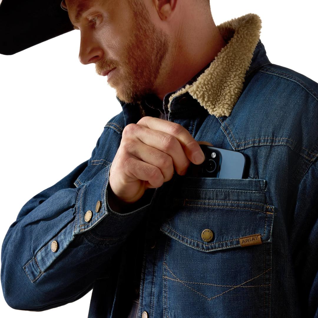 Ariat Men's Stewart Sherpa Lined Denim Shirt Jacket 10079001 detail03