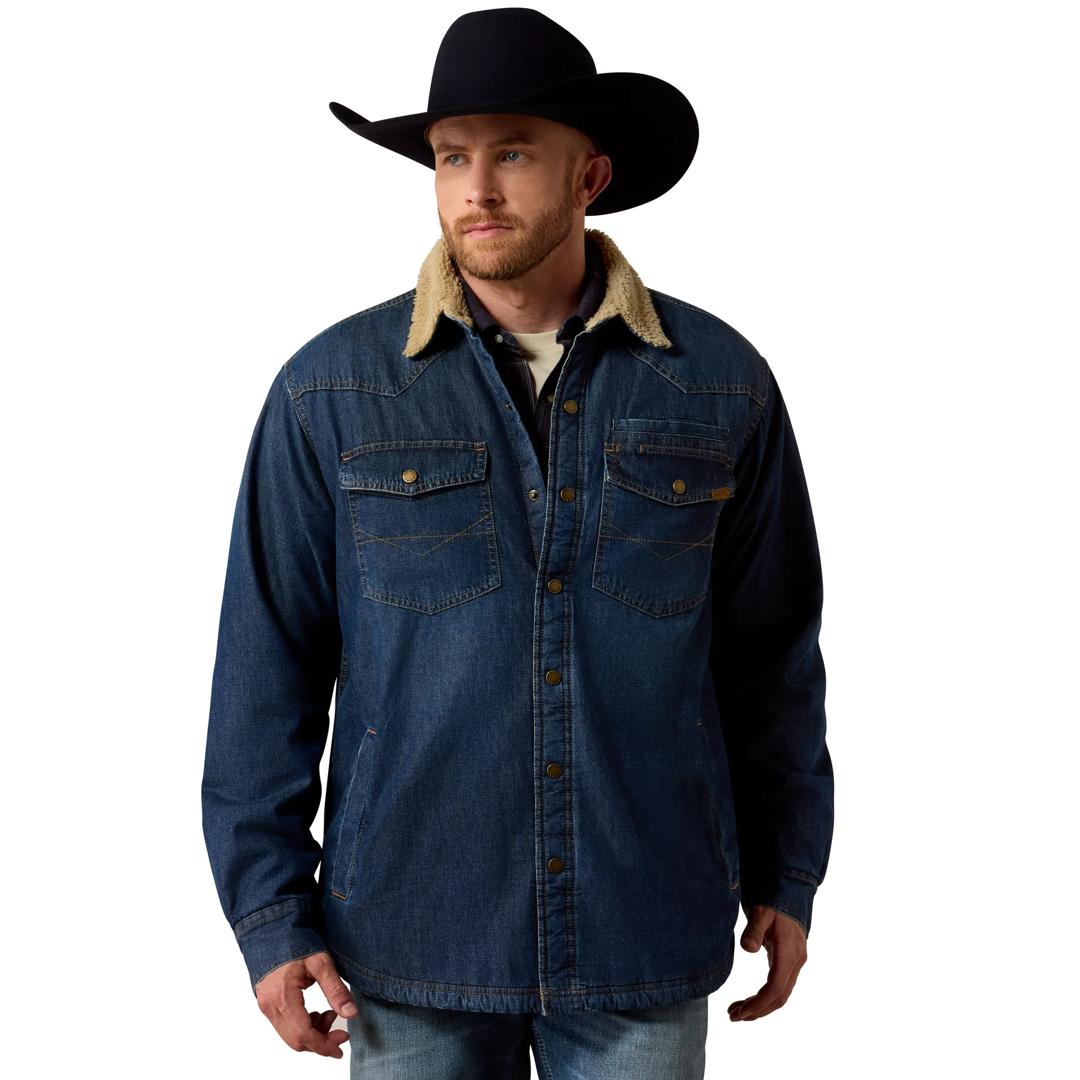 Ariat Men's Stewart Sherpa Lined Denim Shirt Jacket 10079001 front
