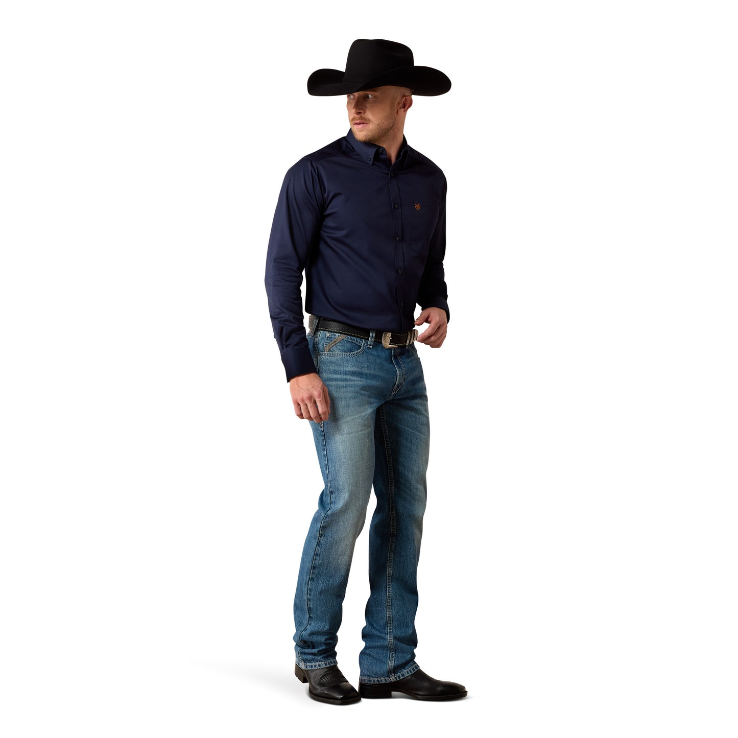 Ariat Men's Solid Twill Navy Classic Fit Button Down Shirt 10079252