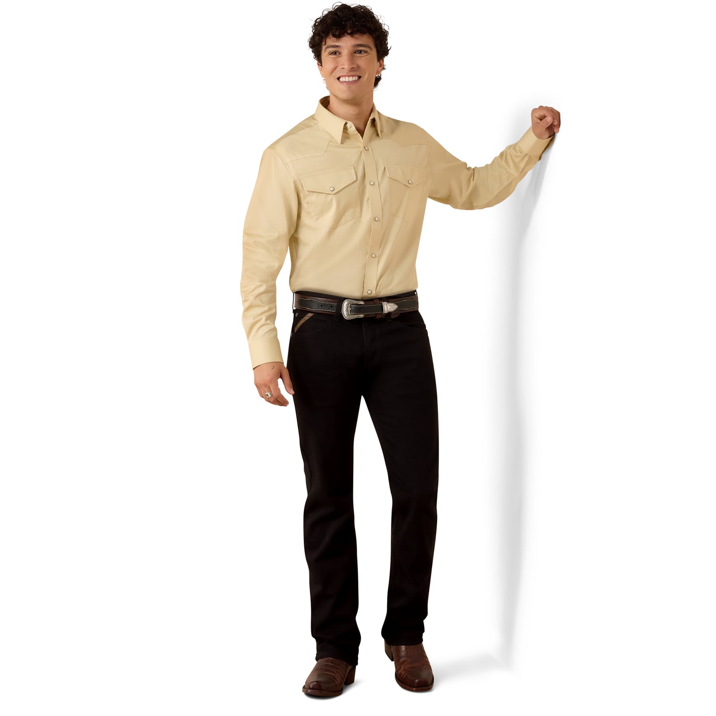Ariat Men's Solid Twill Off White Fitted Shirt 10079262