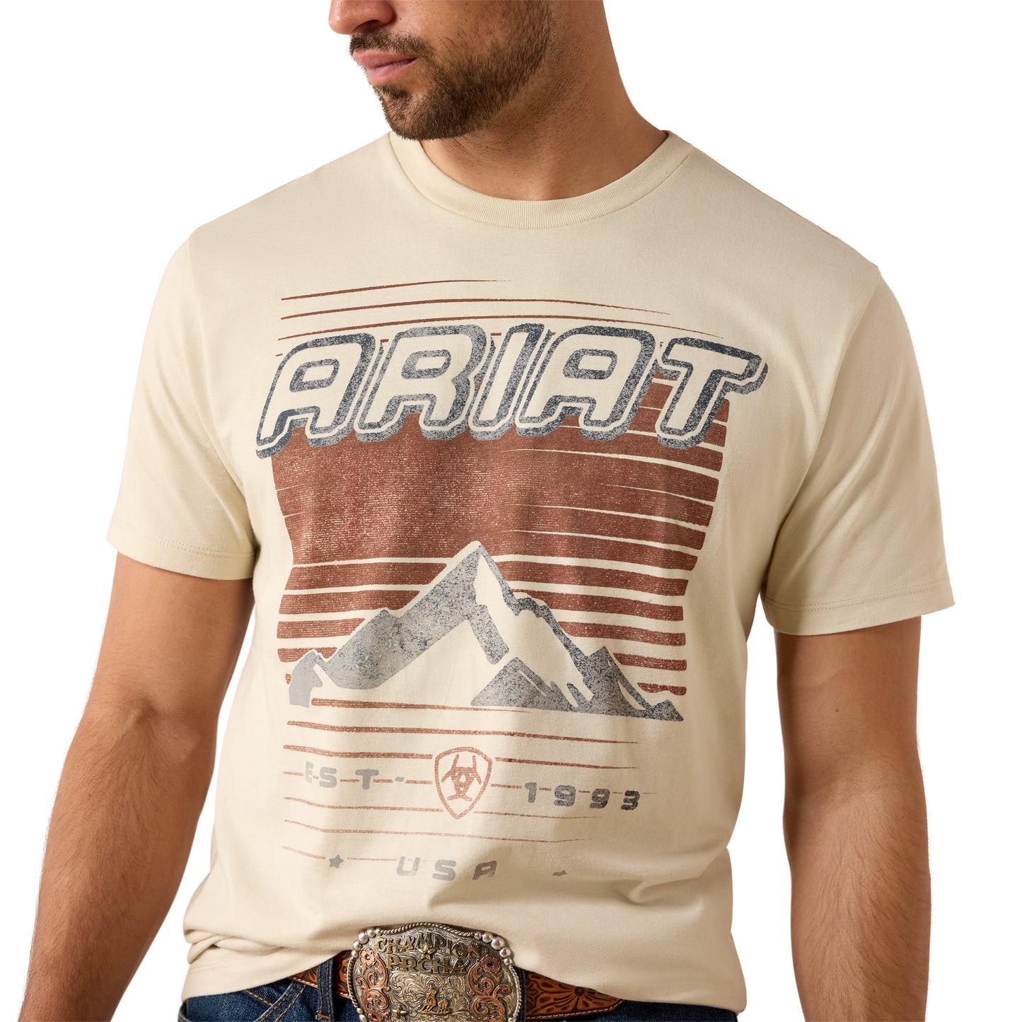 Ariat Men's Nineties Cowboy Natural Cream T-Shirt 10079270