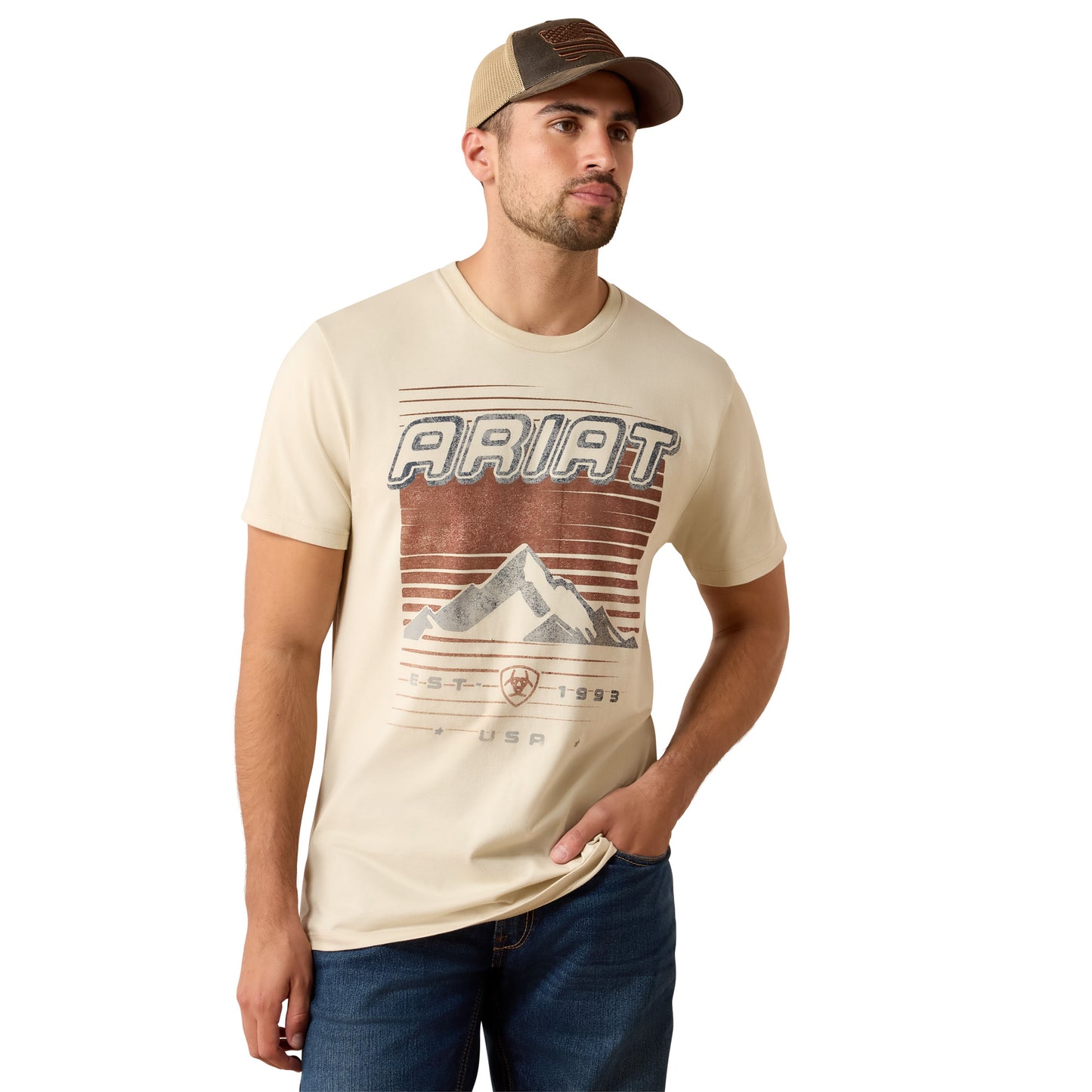 Ariat Men's Nineties Cowboy Natural Cream T-Shirt 10079270