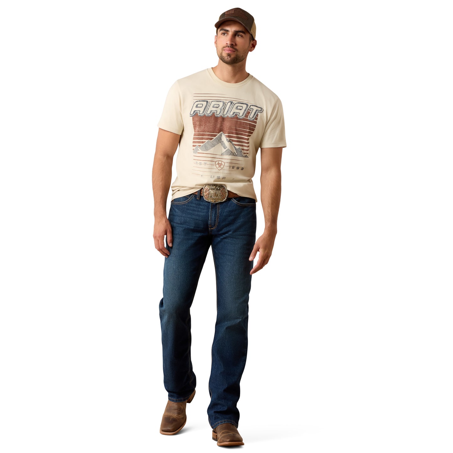 Ariat Men's Nineties Cowboy Natural Cream T-Shirt 10079270