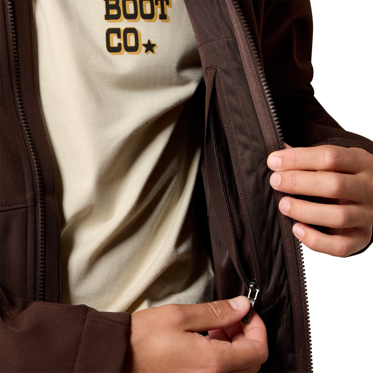 Ariat Men's Chest Logo Softshell Mole Brown Jacket 10079279