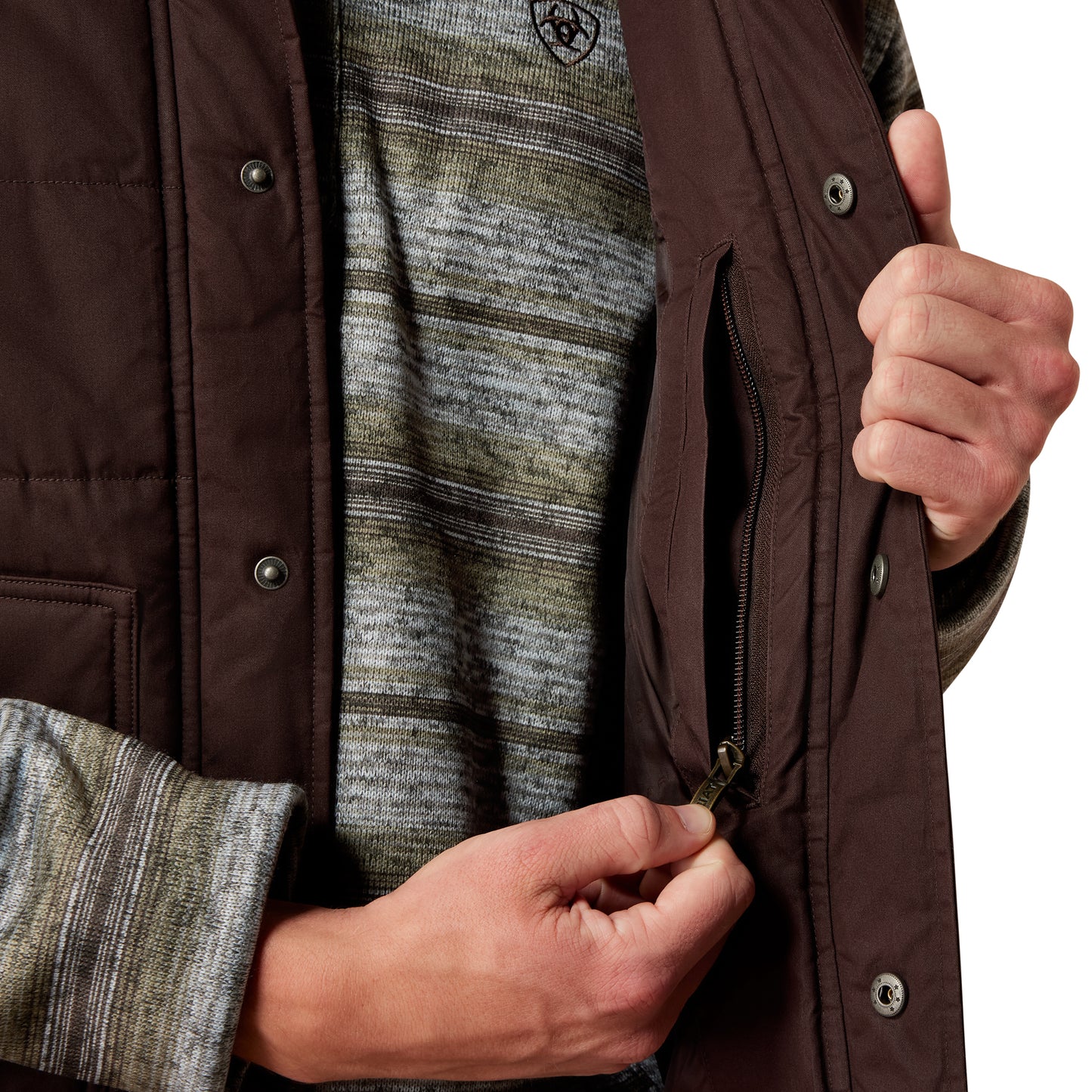 Ariat Men's Mole Brown Western Quilted Concealed Carry Vest 10079280