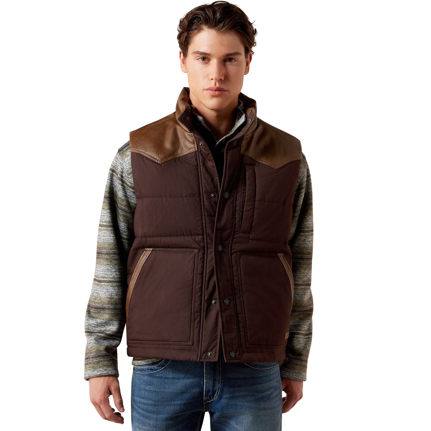 Ariat Men's Mole Brown Western Quilted Concealed Carry Vest 10079280