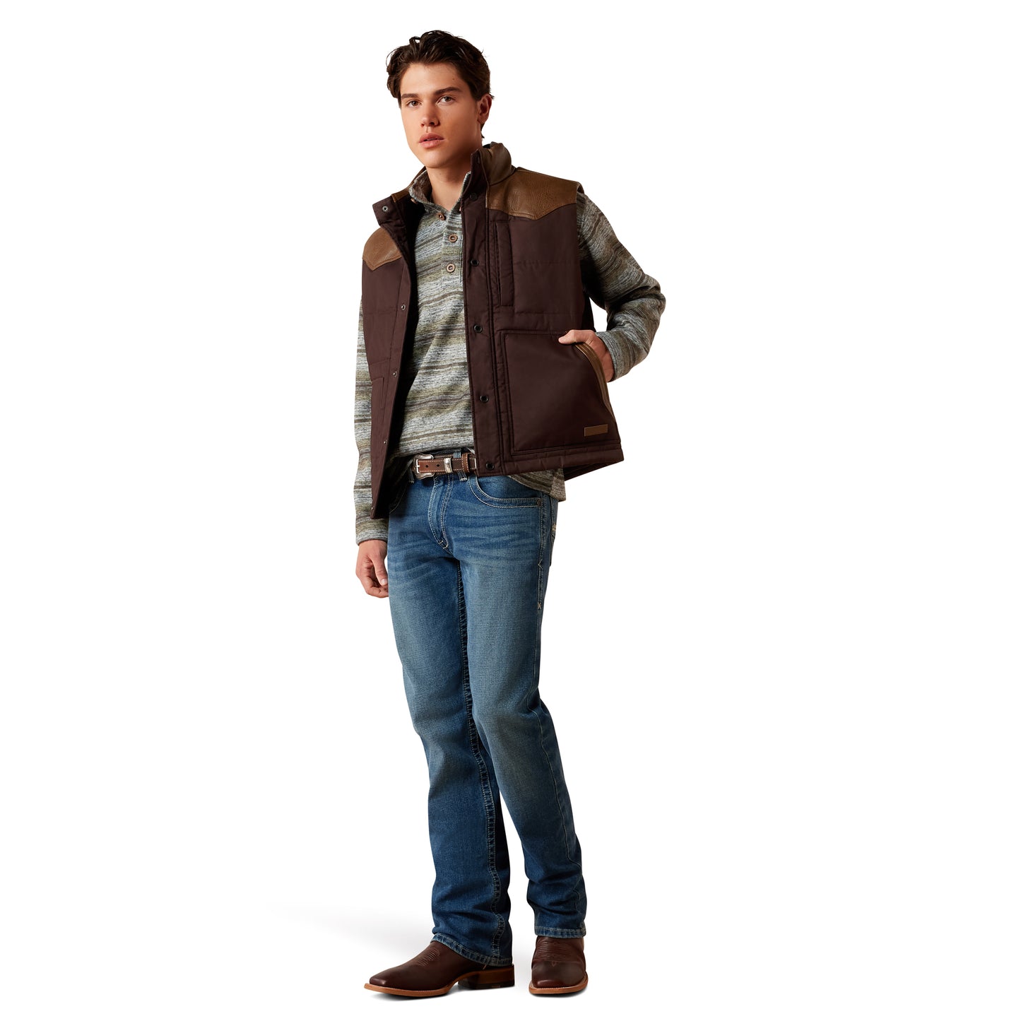 Ariat Men's Mole Brown Western Quilted Concealed Carry Vest 10079280