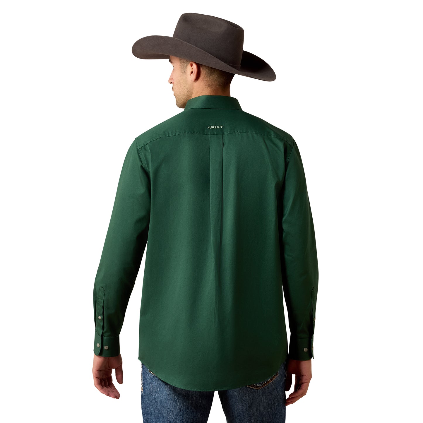 Ariat Men's  Logo Twill Pine Needle Green/Aspen Green Classic Fit Shirt 10079291