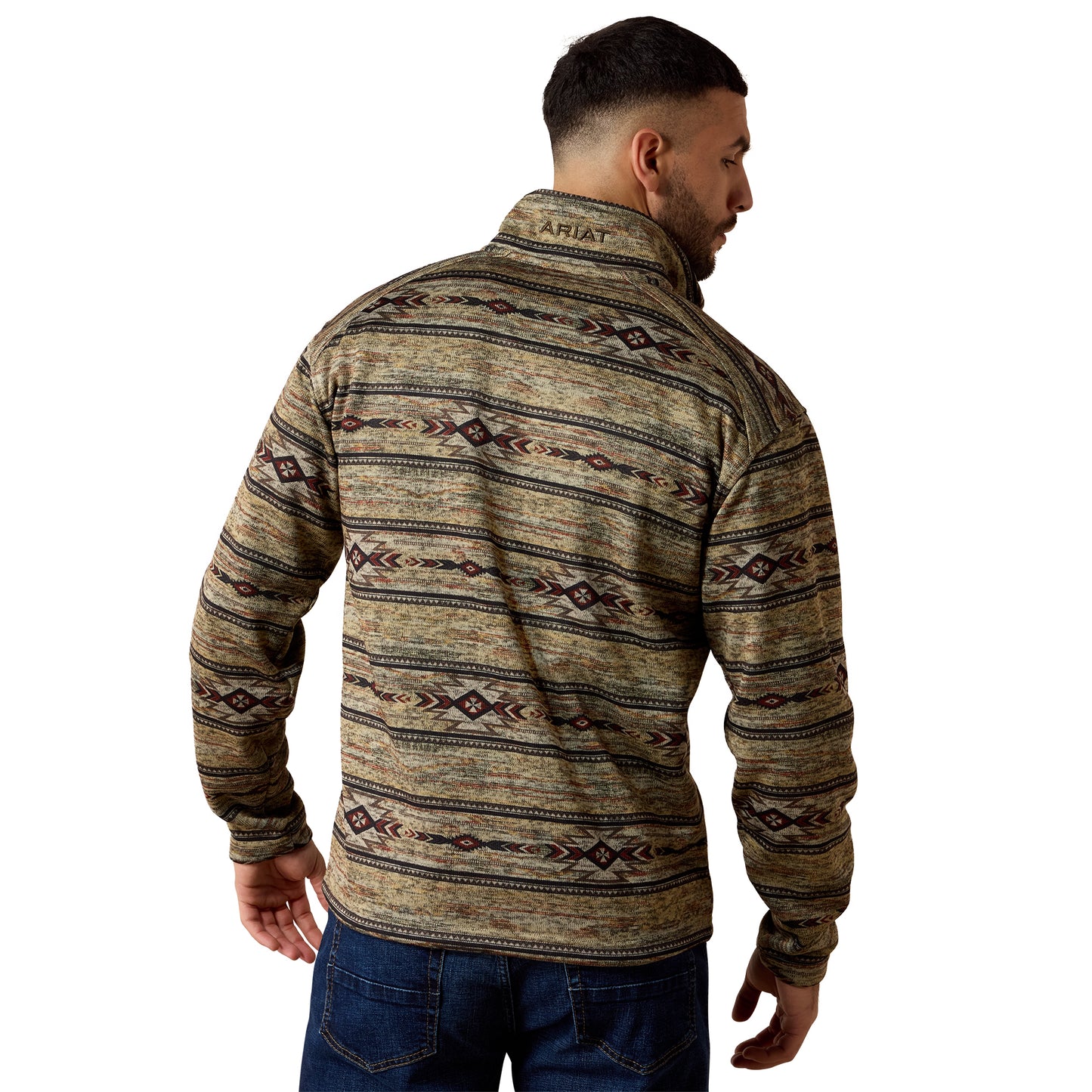 Ariat Men's Caldwell 1/4 Zip Oxford Tan Southwest Sweater 10079310