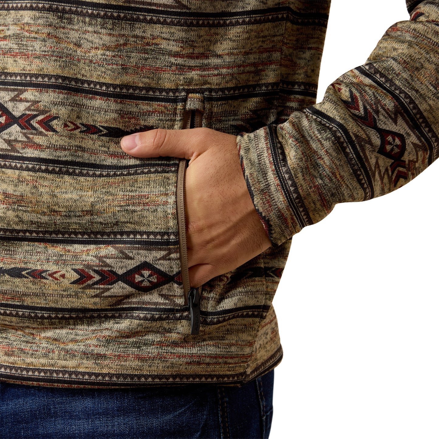 Ariat Men's Caldwell 1/4 Zip Oxford Tan Southwest Sweater 10079310