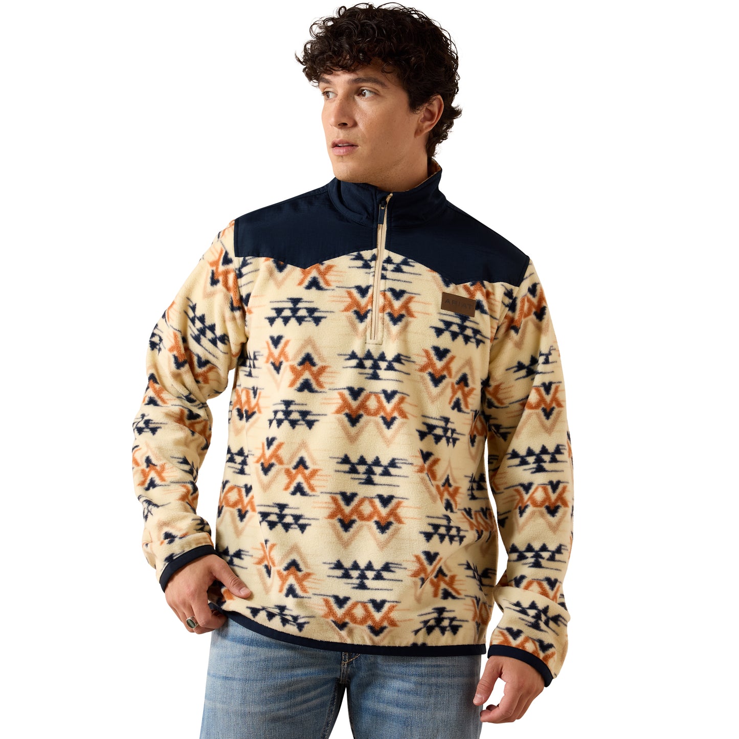 Ariat Men's Basis Oxford Tan Arrows Fleece Sweater 10079312