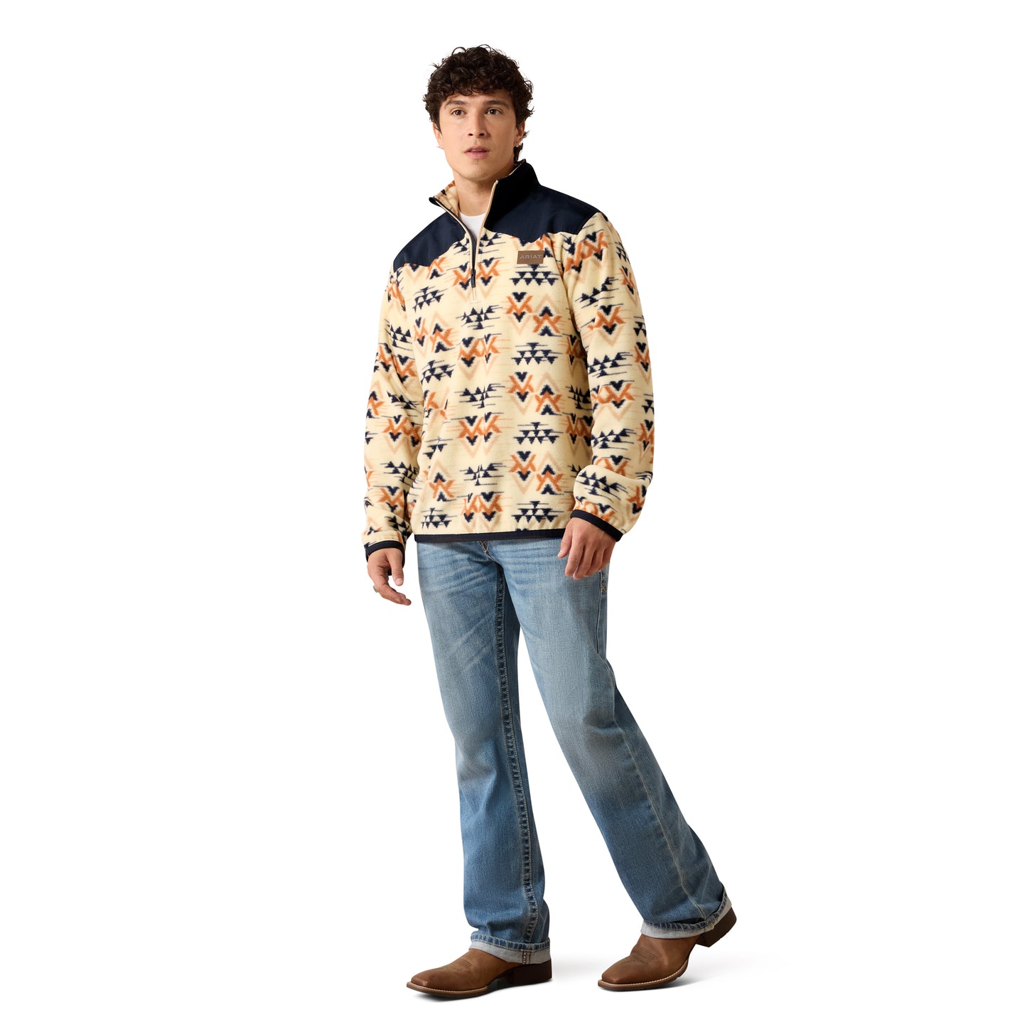 Ariat Men's Basis Oxford Tan Arrows Fleece Sweater 10079312