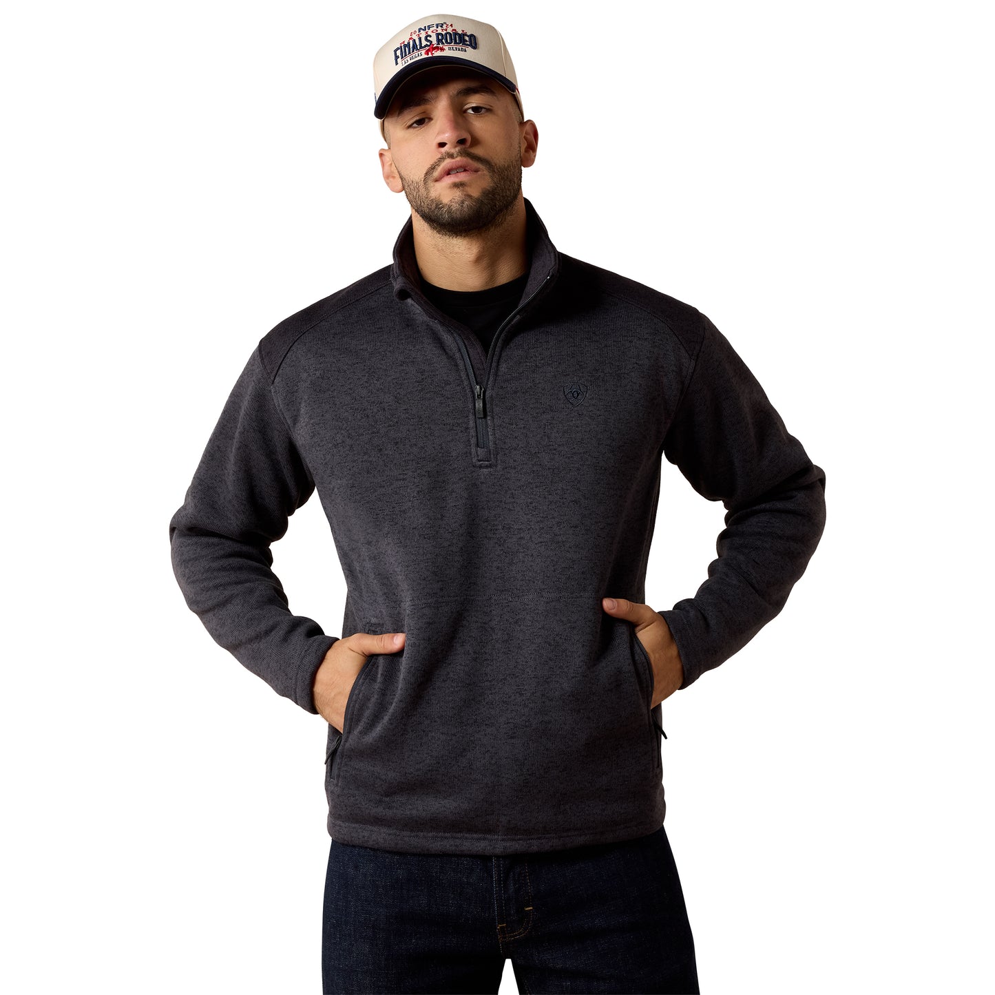 Ariat Men's Caldwell 1/4 Zip Ombre Blue/ Inkwell Sweater 10079316