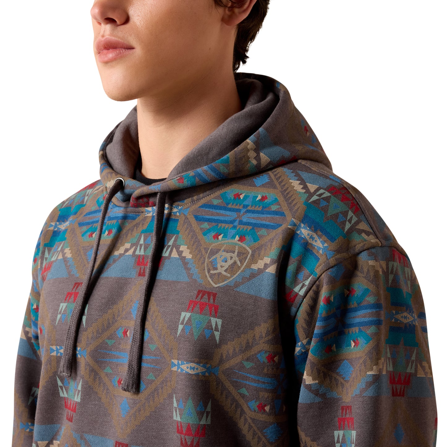 Ariat Men's Medium Grey Southwest Color Block Hoodie 10079353