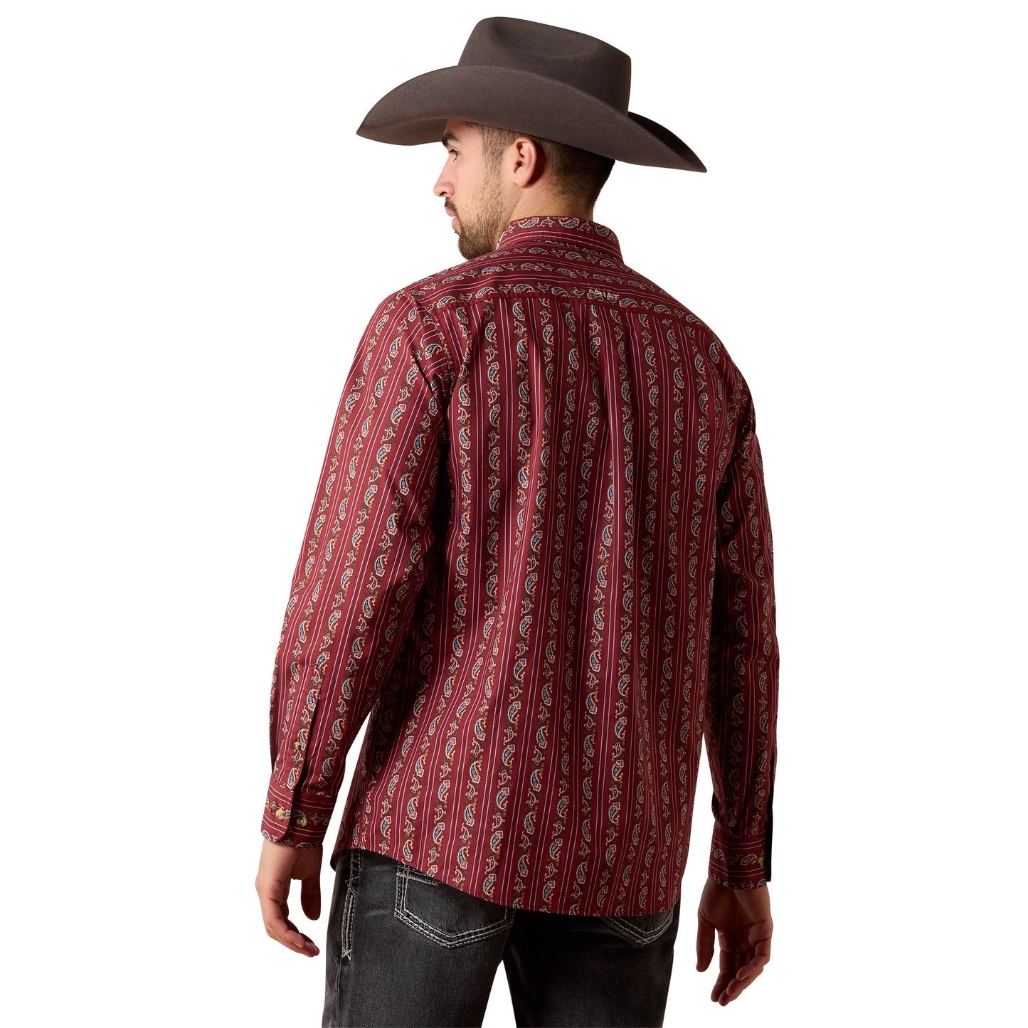 Ariat Men's Team Dutton Ketchup Paisley Striped Classic Fit Shirt 10079371