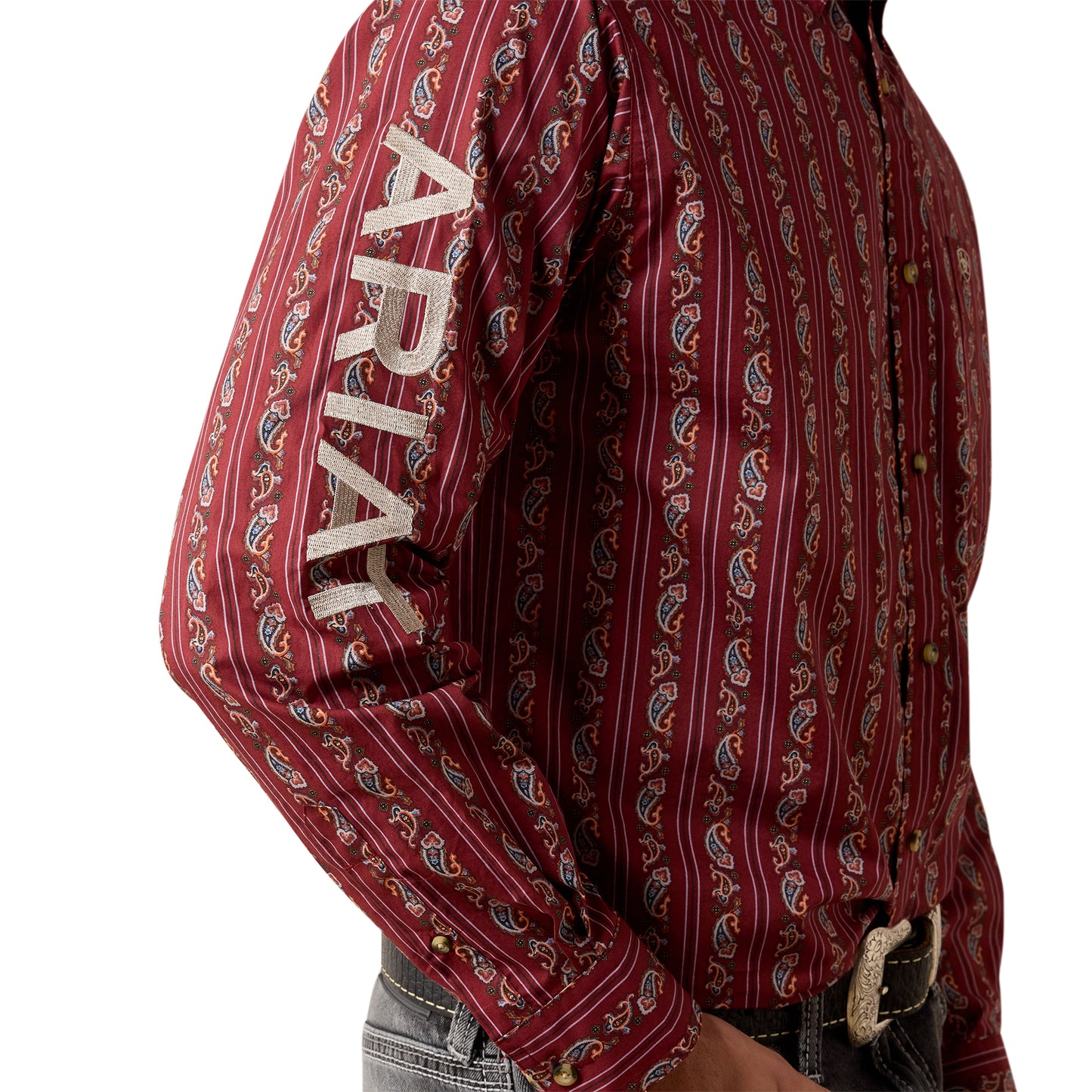 Ariat Men's Team Dutton Ketchup Paisley Striped Classic Fit Shirt 10079371