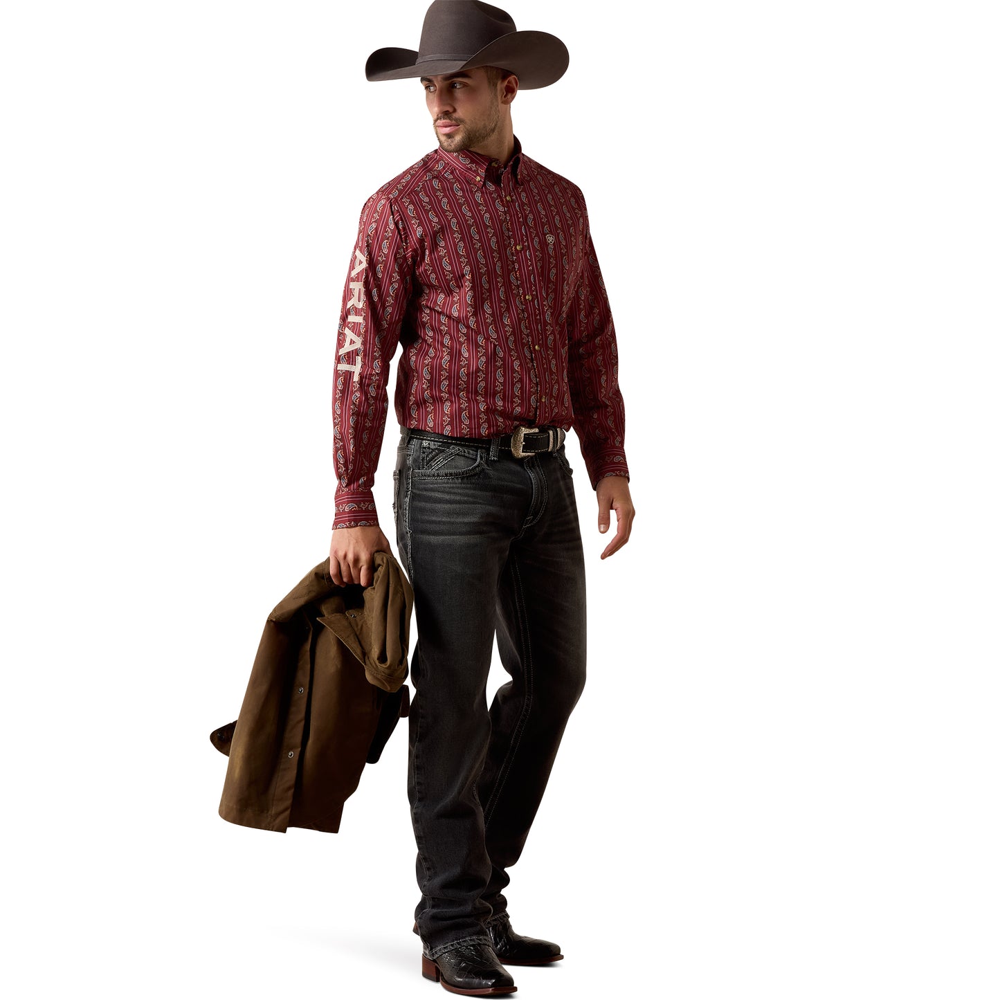 Ariat Men's Team Dutton Ketchup Paisley Striped Classic Fit Shirt 10079371