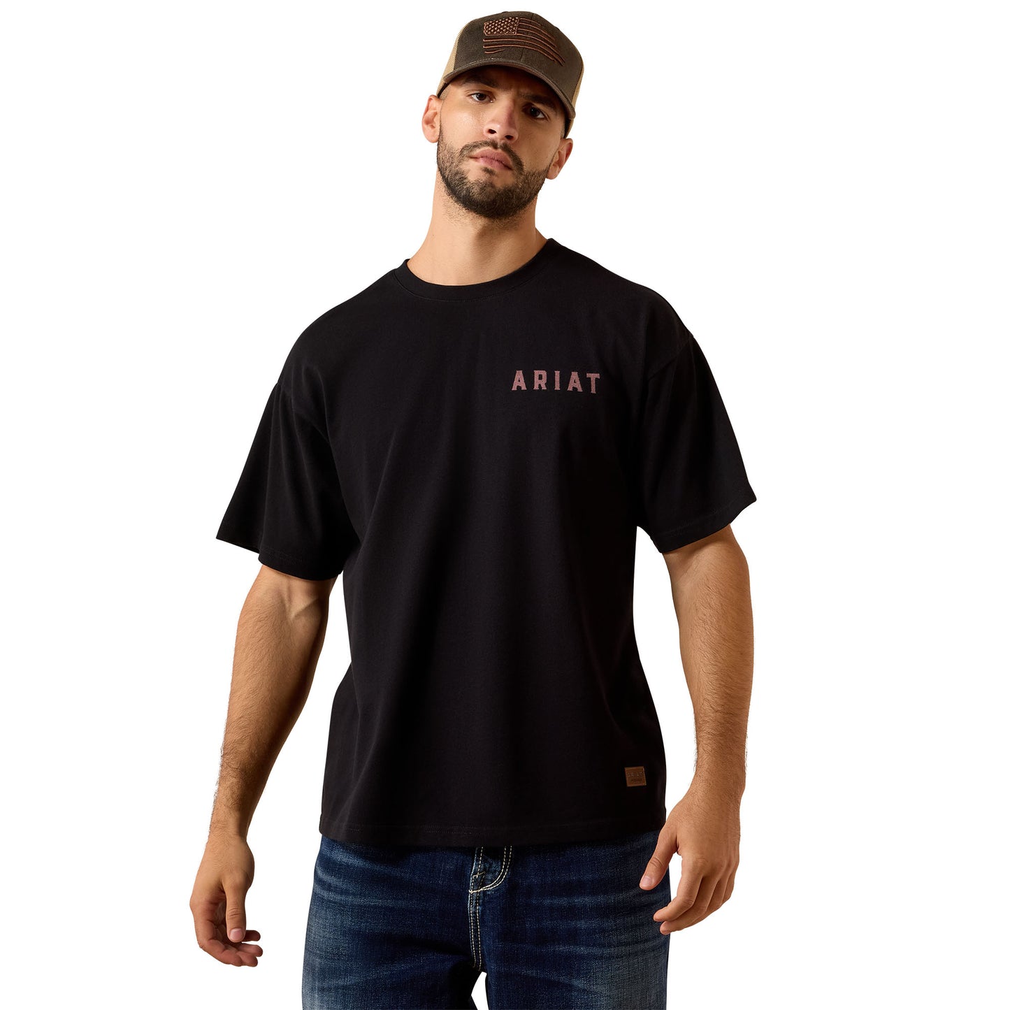 Ariat Men's Bison Legend Flag Washed Black ToughStock Boxy T-Shirt 10079380