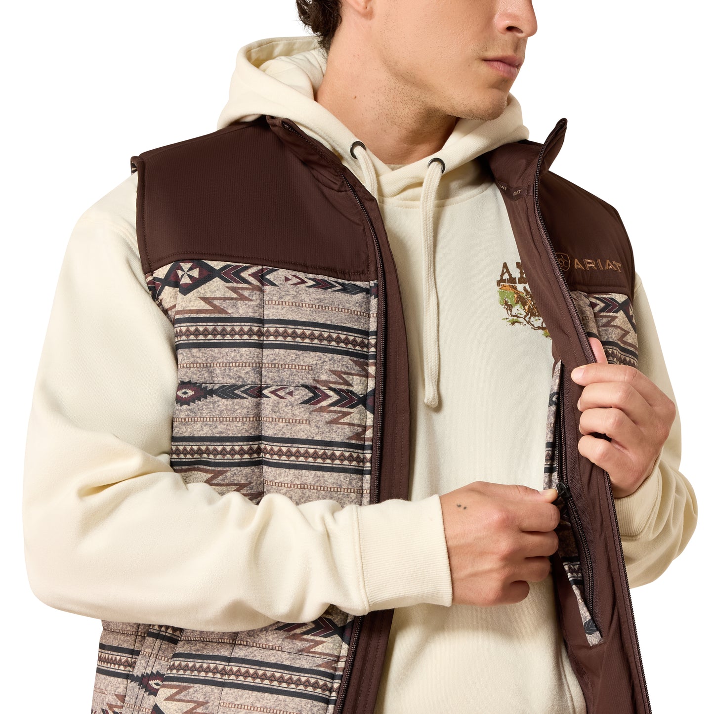 Ariat Men's Cruis Tonal Southwest Silver Mink Insulated Vest 10079386