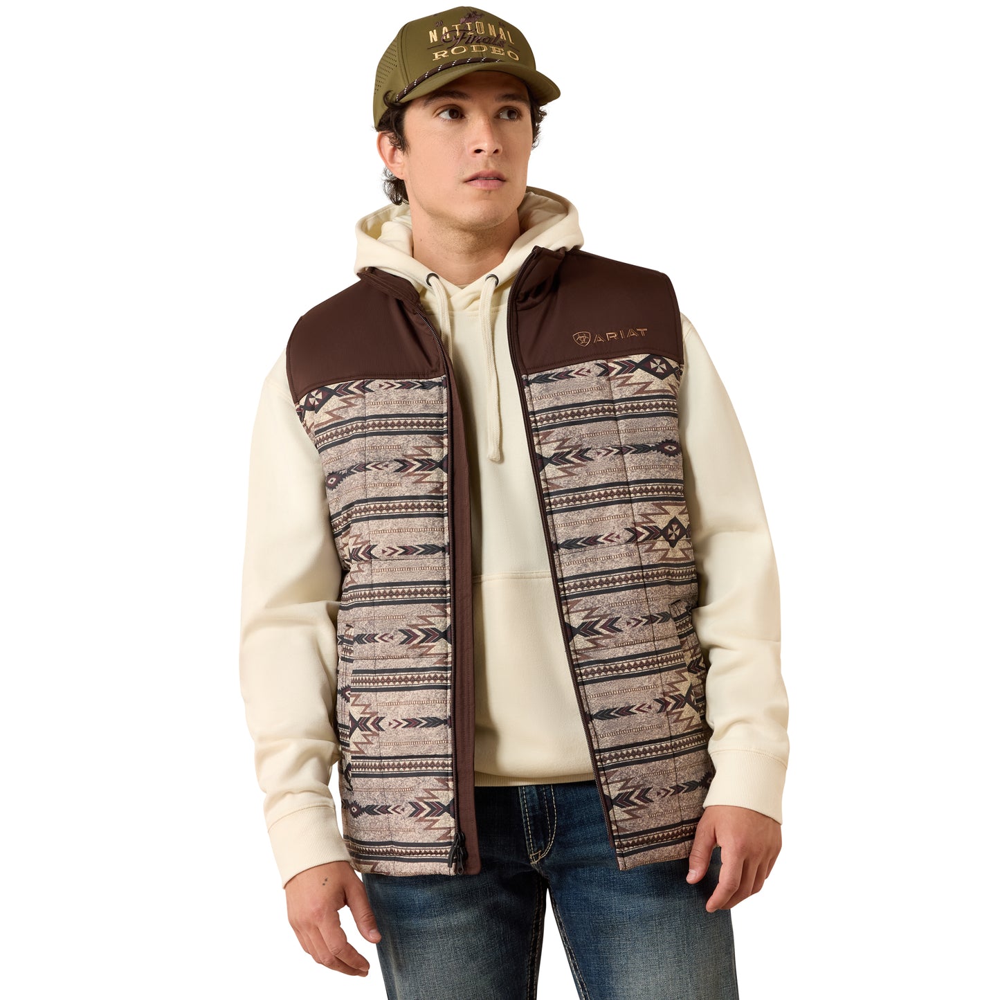 Ariat Men's Cruis Tonal Southwest Silver Mink Insulated Vest 10079386