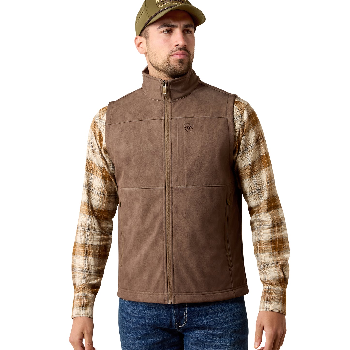 Ariat Men's Vernon Wren Faux Leather Print Softshell Vest 10079403