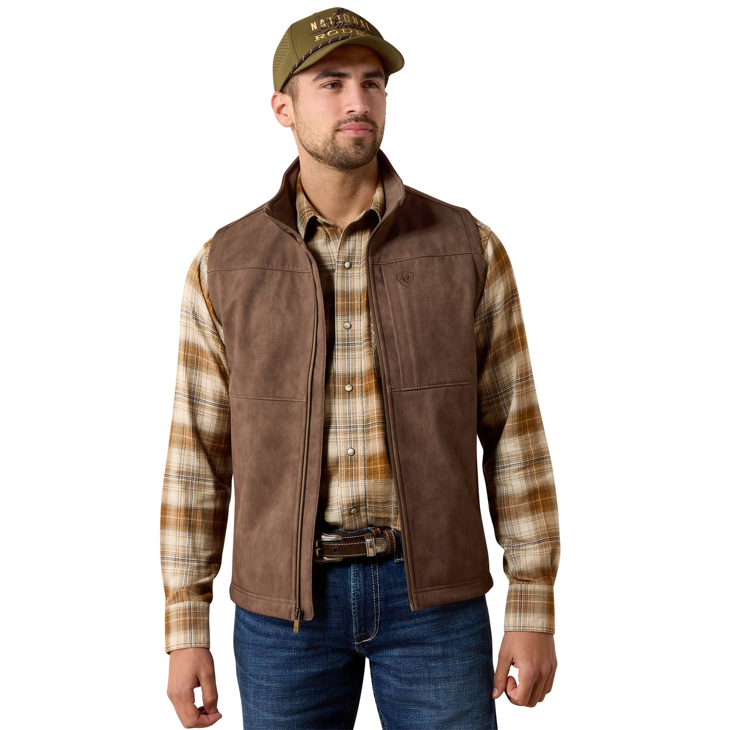 Ariat Men's Vernon Wren Faux Leather Print Softshell Vest 10079403