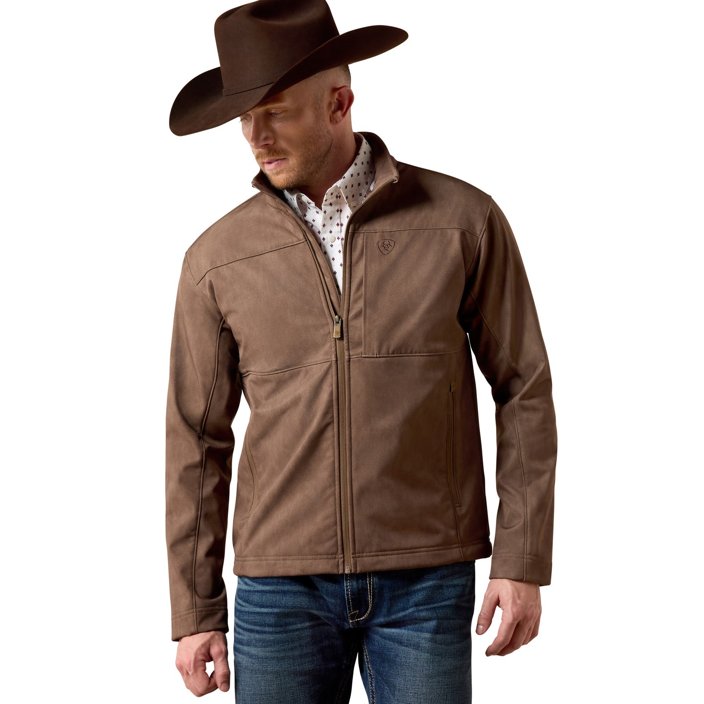 Ariat Men's Vernon Wren Faux Leather Print Softshell Jacket 10079404