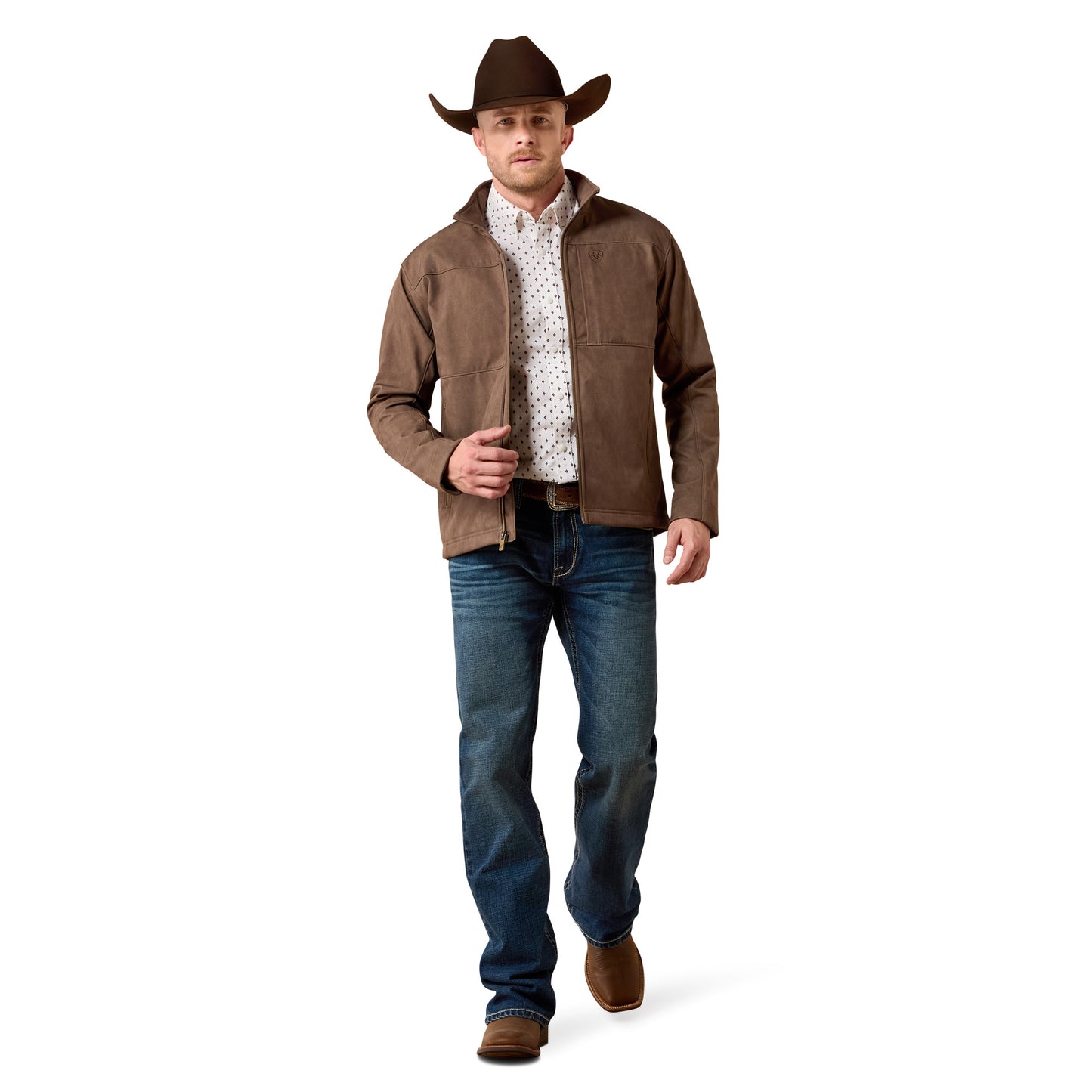 Ariat Men's Vernon Wren Faux Leather Print Softshell Jacket 10079404