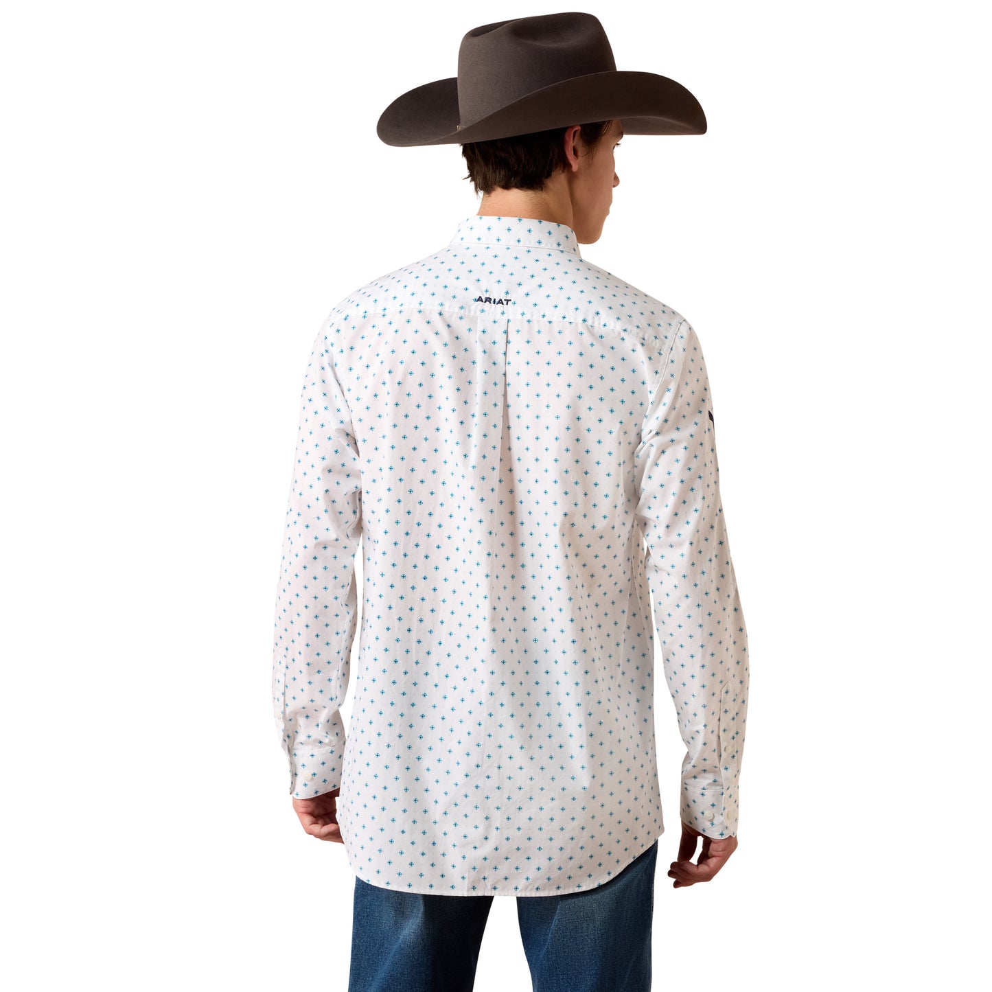 Ariat Men's Team Emory White Multi Geo Print Fitted Shirt 10079415