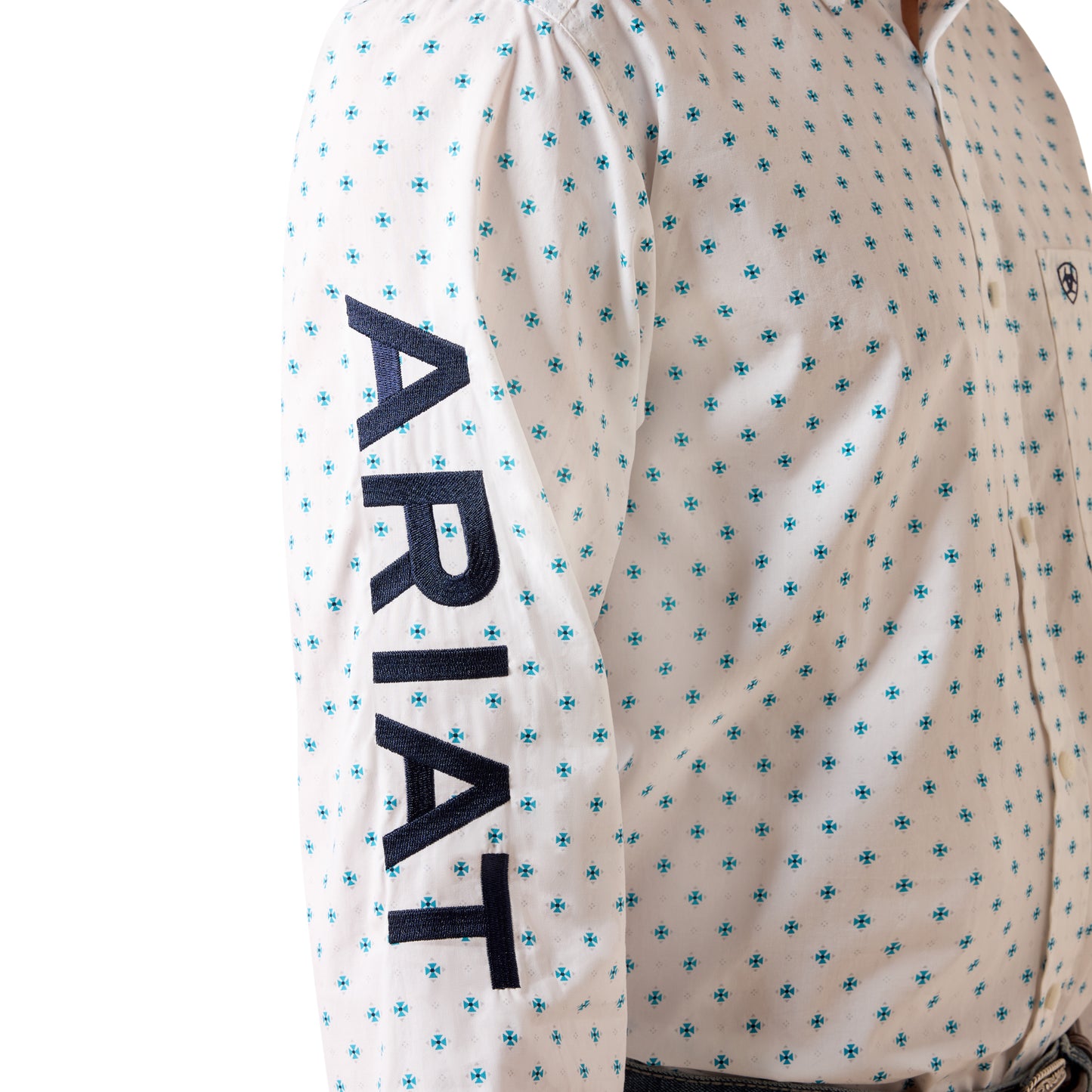 Ariat Men's Team Emory White Multi Geo Print Fitted Shirt 10079415