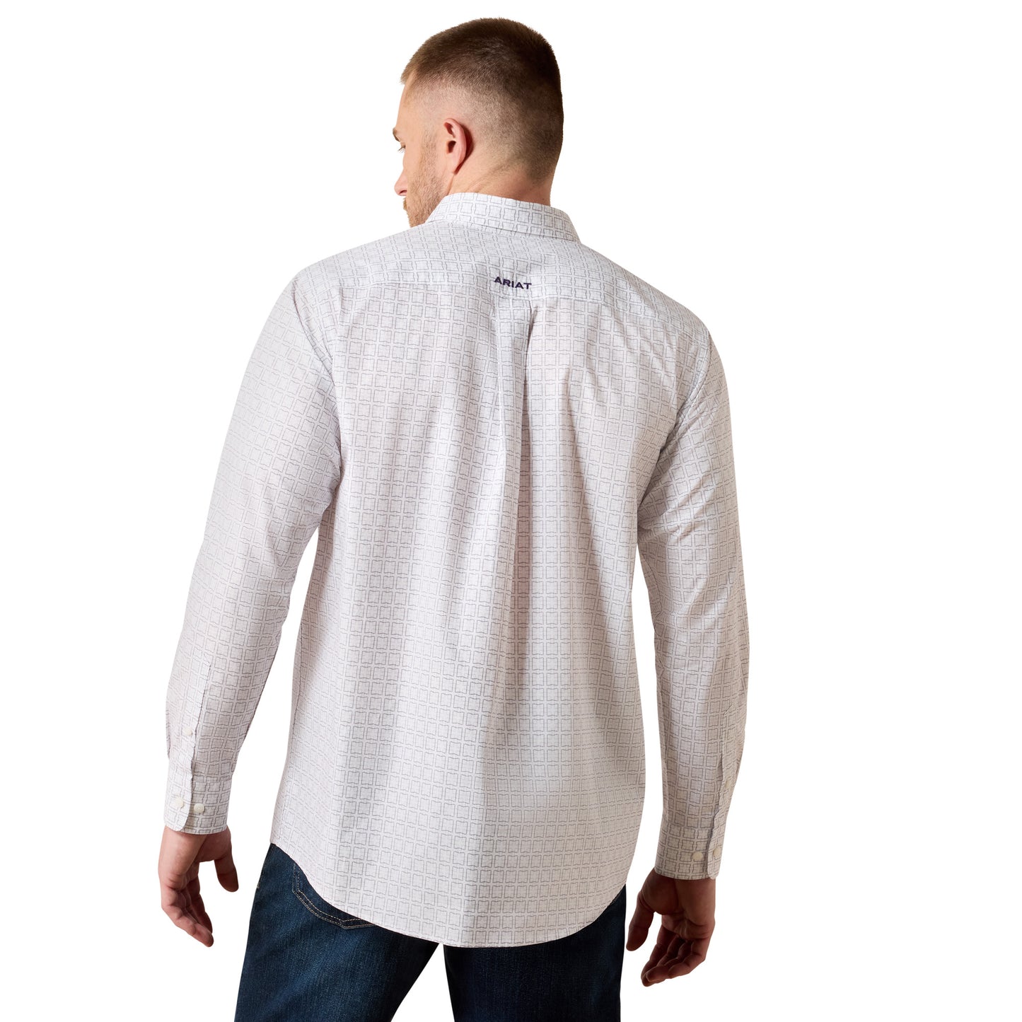 Ariat Men's Pace White Geometric Print Classic Fit Shirt 10079421