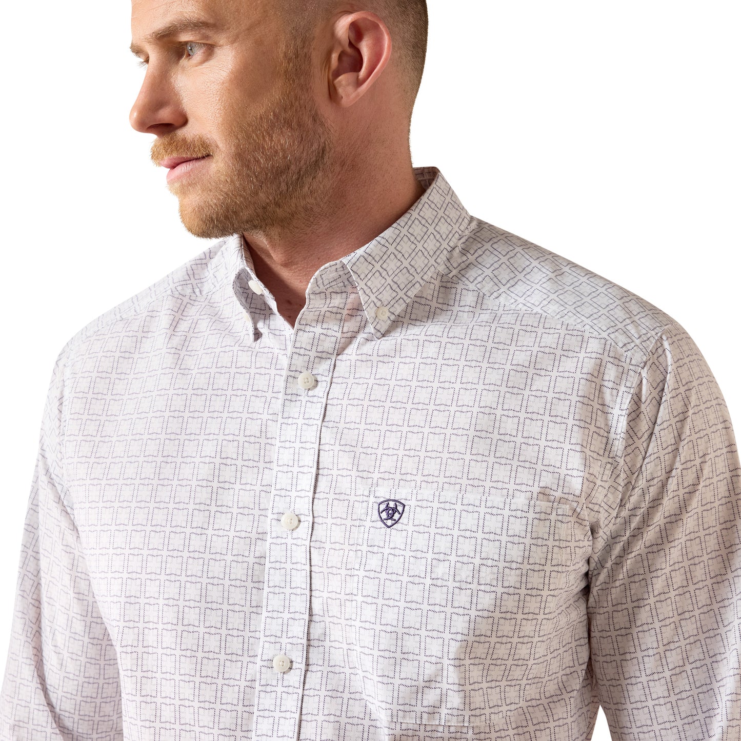 Ariat Men's Pace White Geometric Print Classic Fit Shirt 10079421