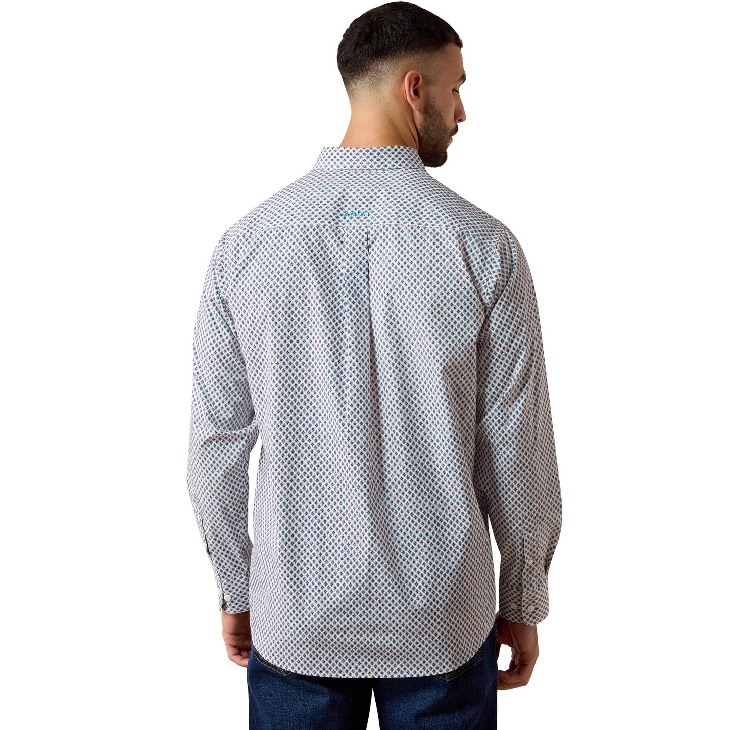 Ariat Men's Perez White Geometric Print Classic Fit Shirt 10079422